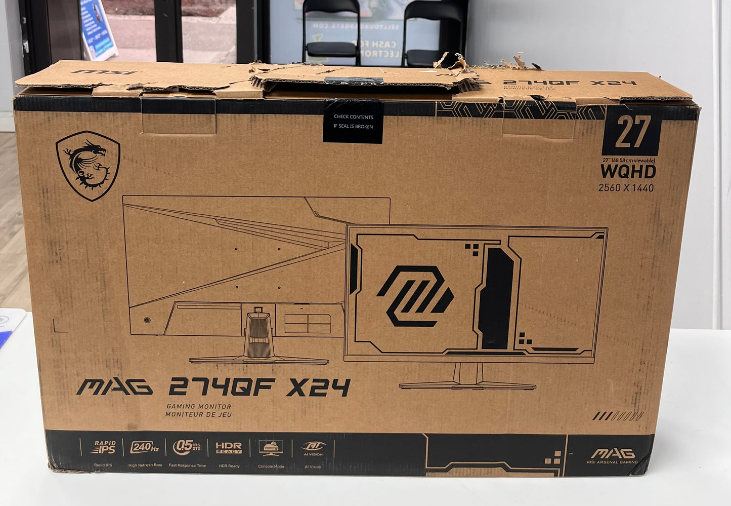 MSI 27" 240 Hz Rapid IPS WQHD Gaming Monitor MAG 274QF X24 - Black