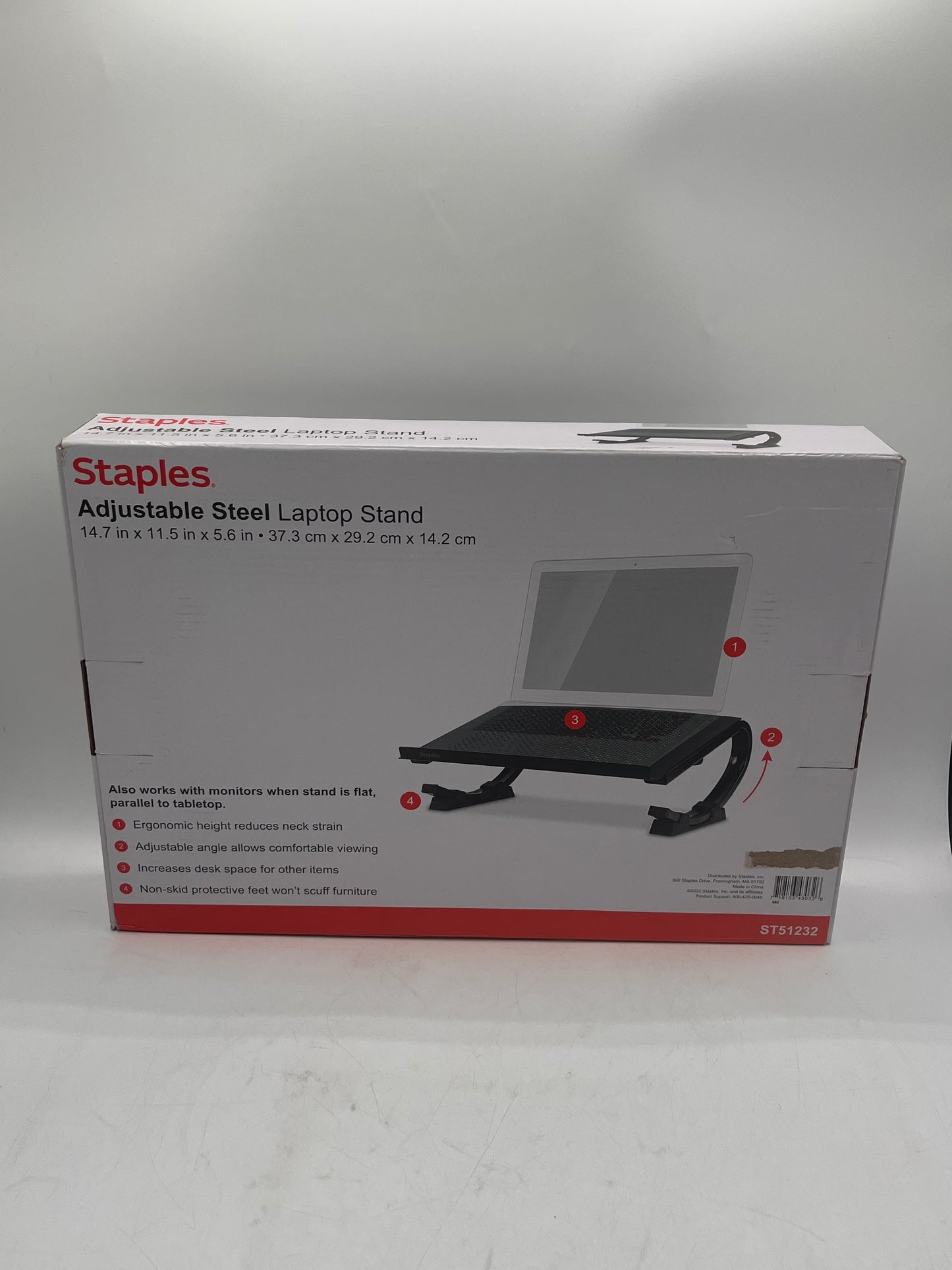 STAPLES TECH Adjustable Laptop Stand 14.75 x 11.25 Steel Black
