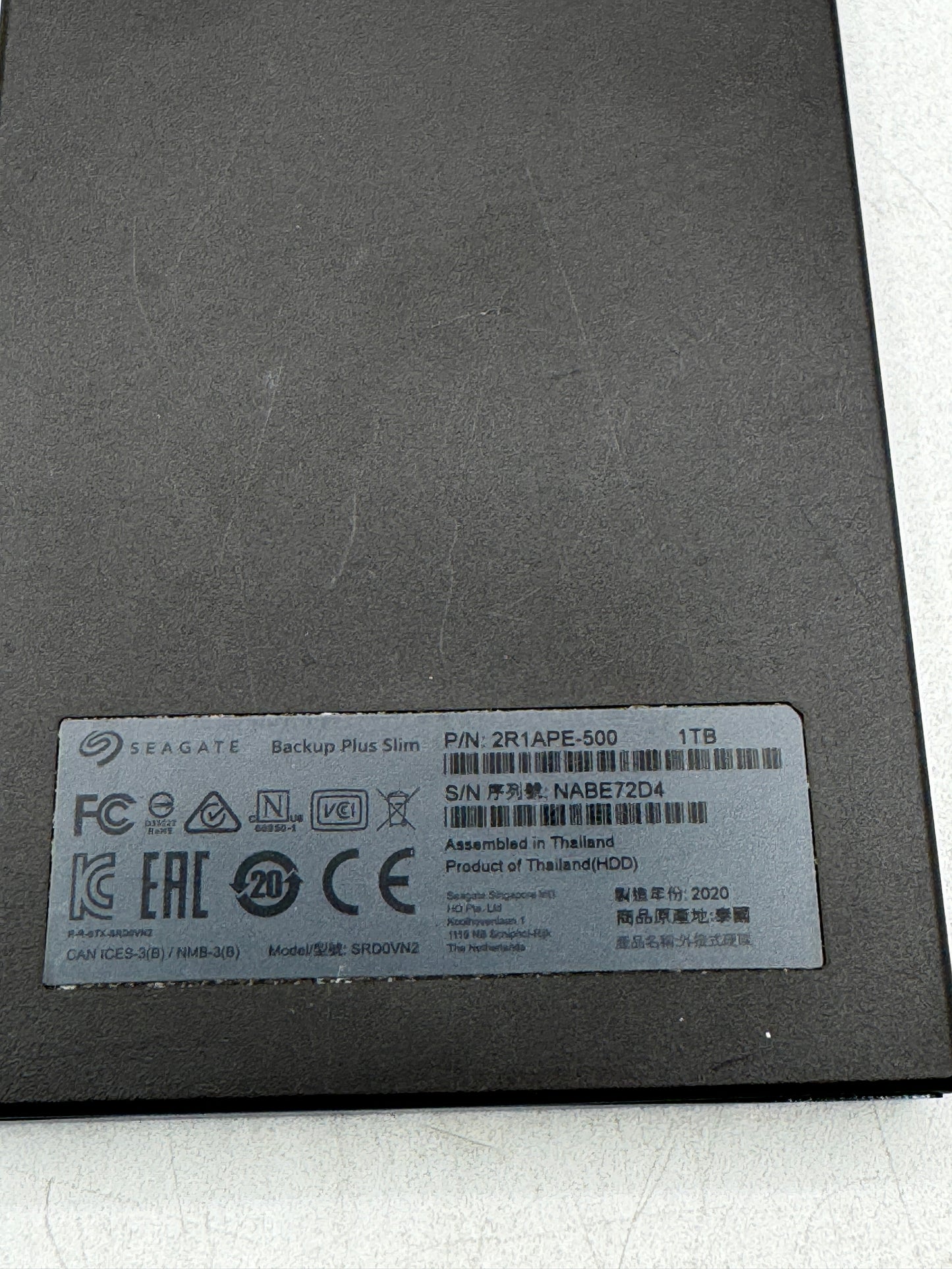 Seagate Backup Plus Slim 1TB Portable External HDD USB Black 2R1APE-500