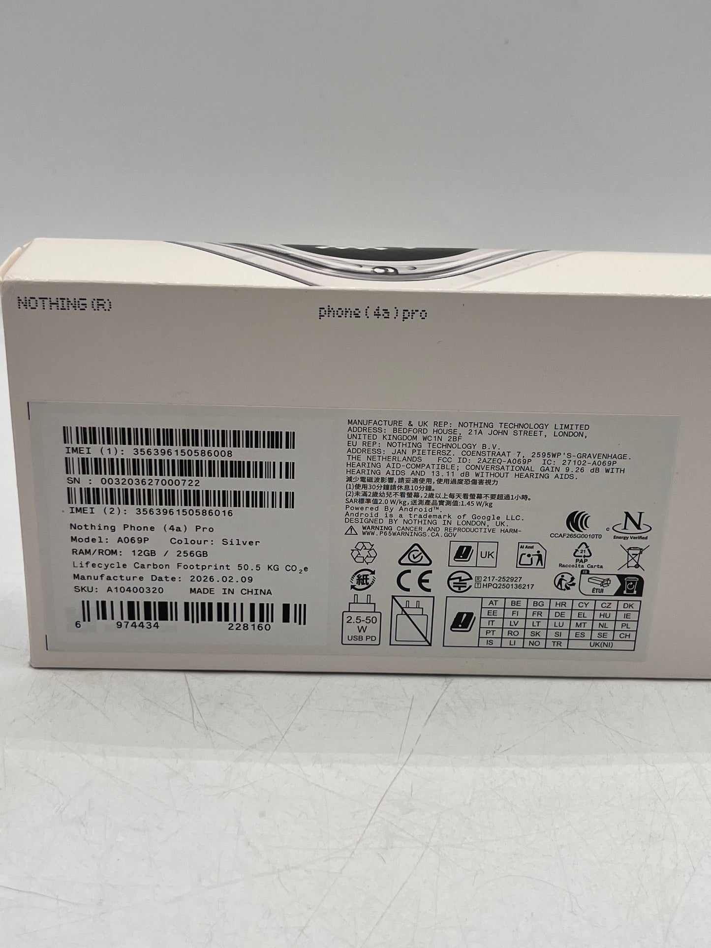 Unlocked Nothing 4A PRO A069P Cell Phone 12GB 256GB Silver