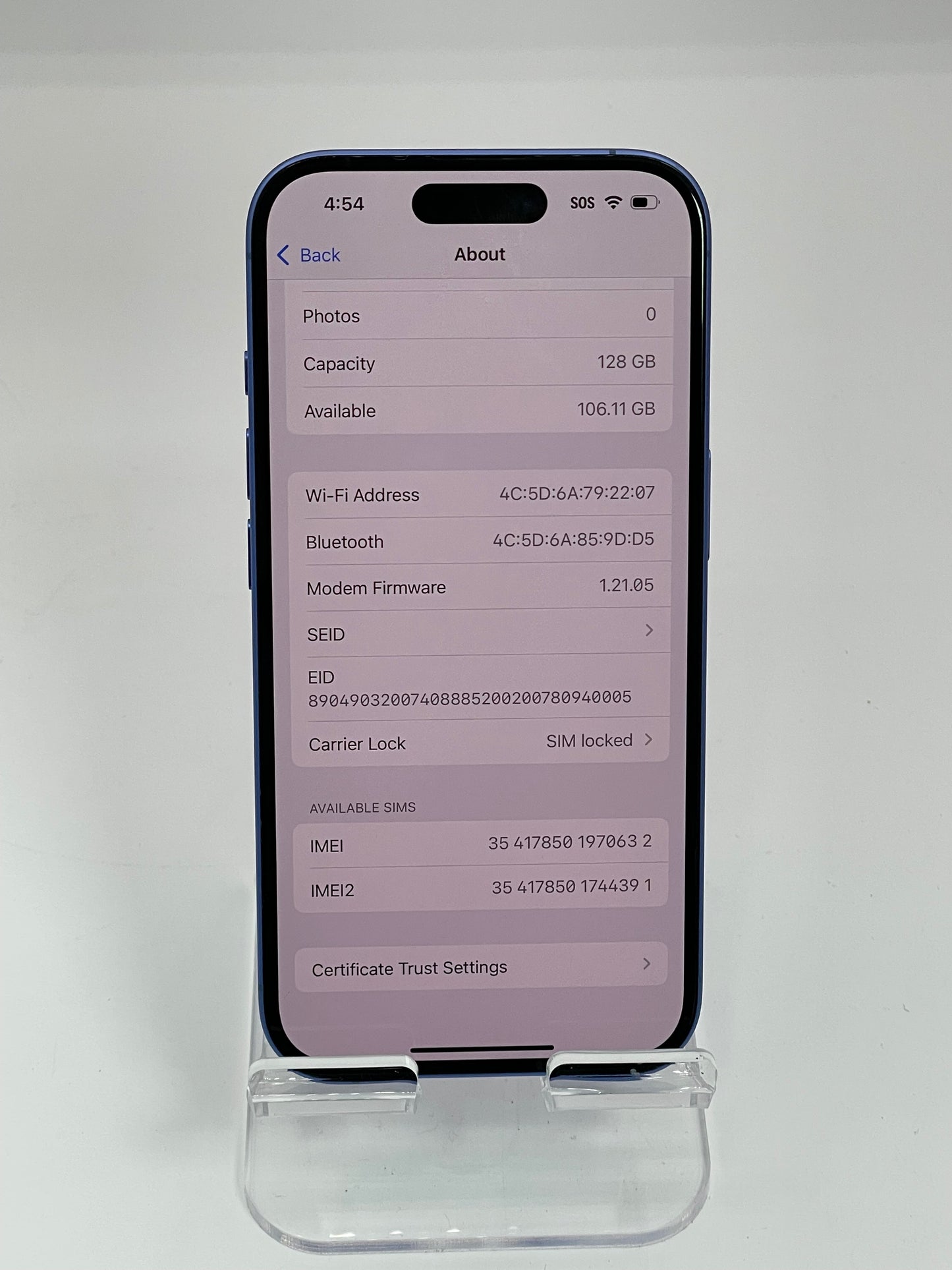 Apple iPhone 16 128GB Mint Locked - 100% Battery Health