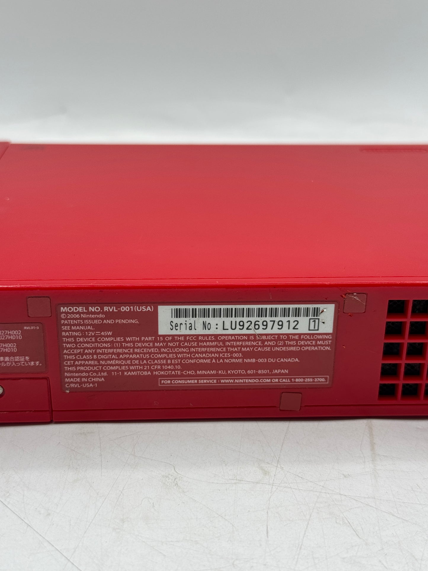 Nintendo Wii RVL 101 Red Video Game System Console Tested Free Shipping