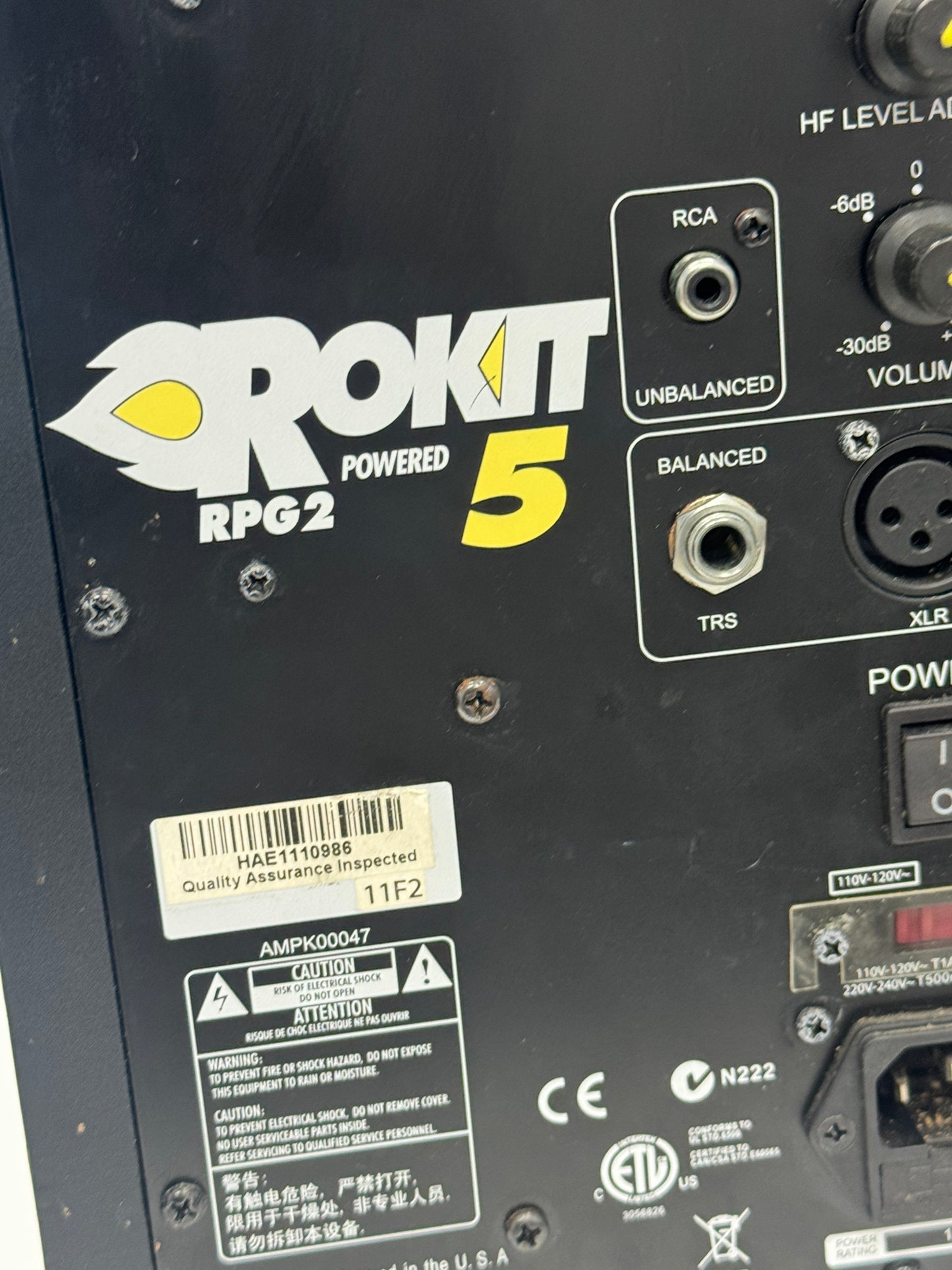 KRK Rokit 5 RPG2 Powered Studio Monitor Speakers Pair In Black W/Cables - Works