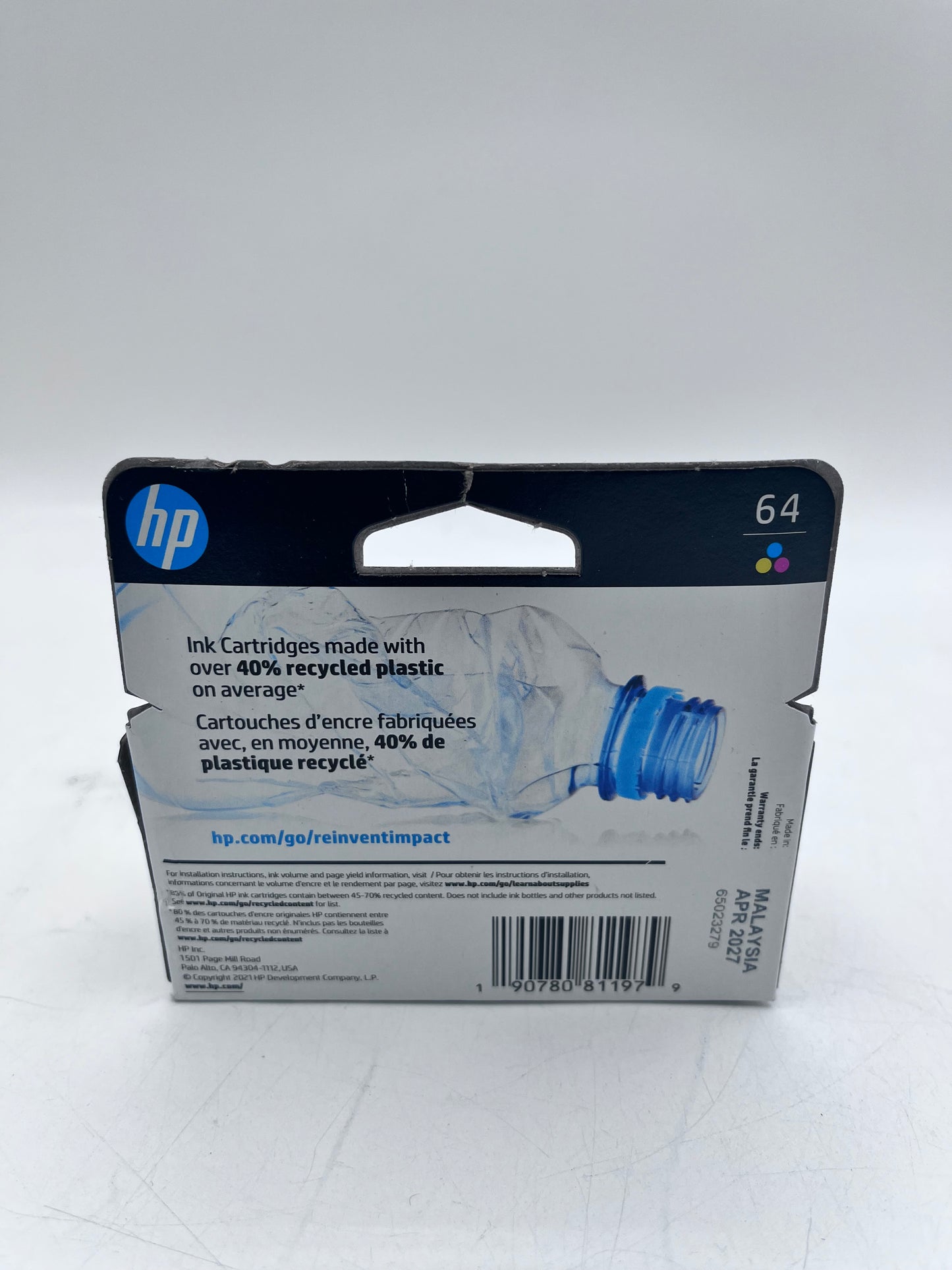 HP 64 Tri-color Ink Cartridge