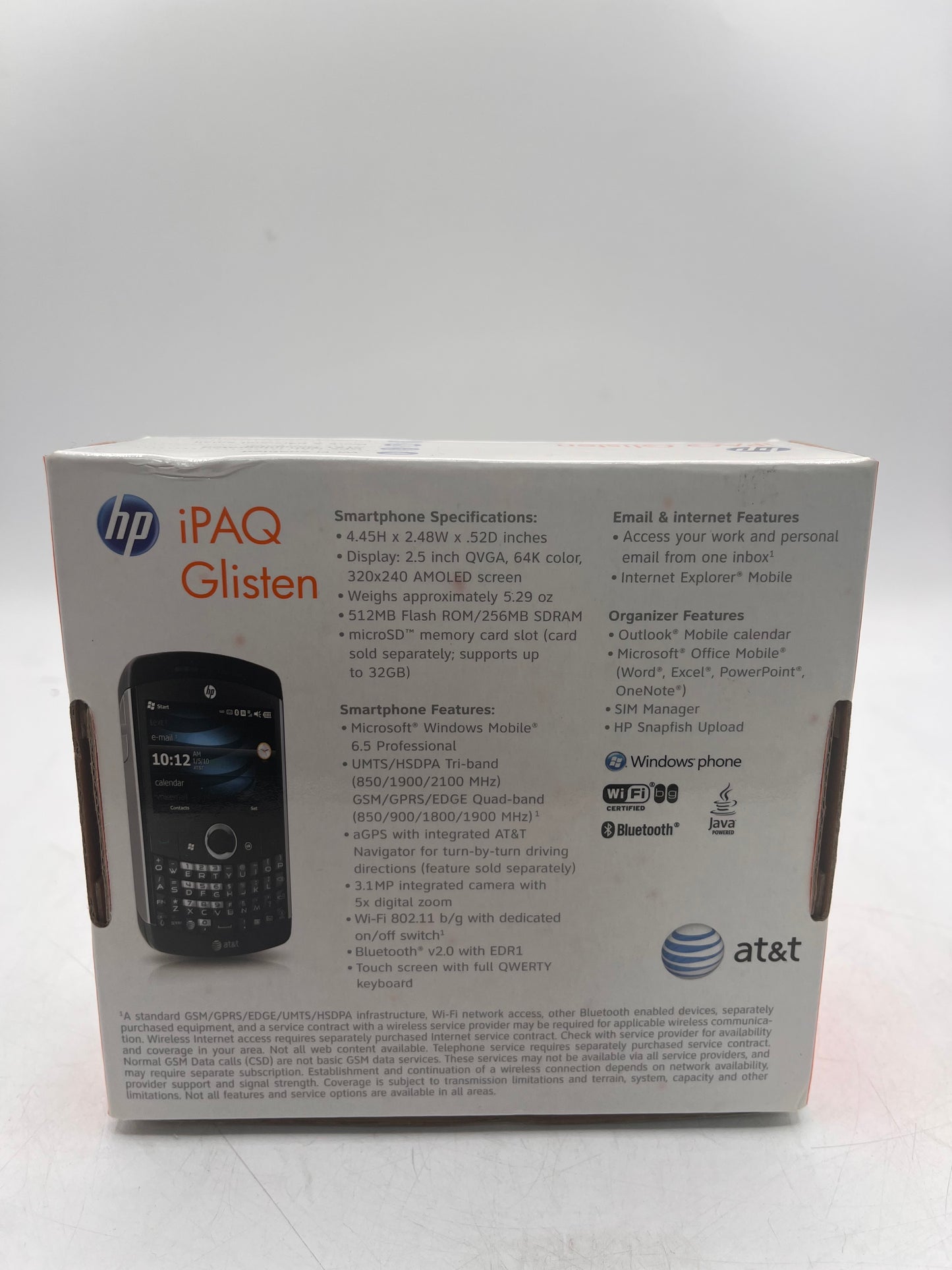 AT&T HP iPAQ Glisten Black Cell Phone 8GB Open Box