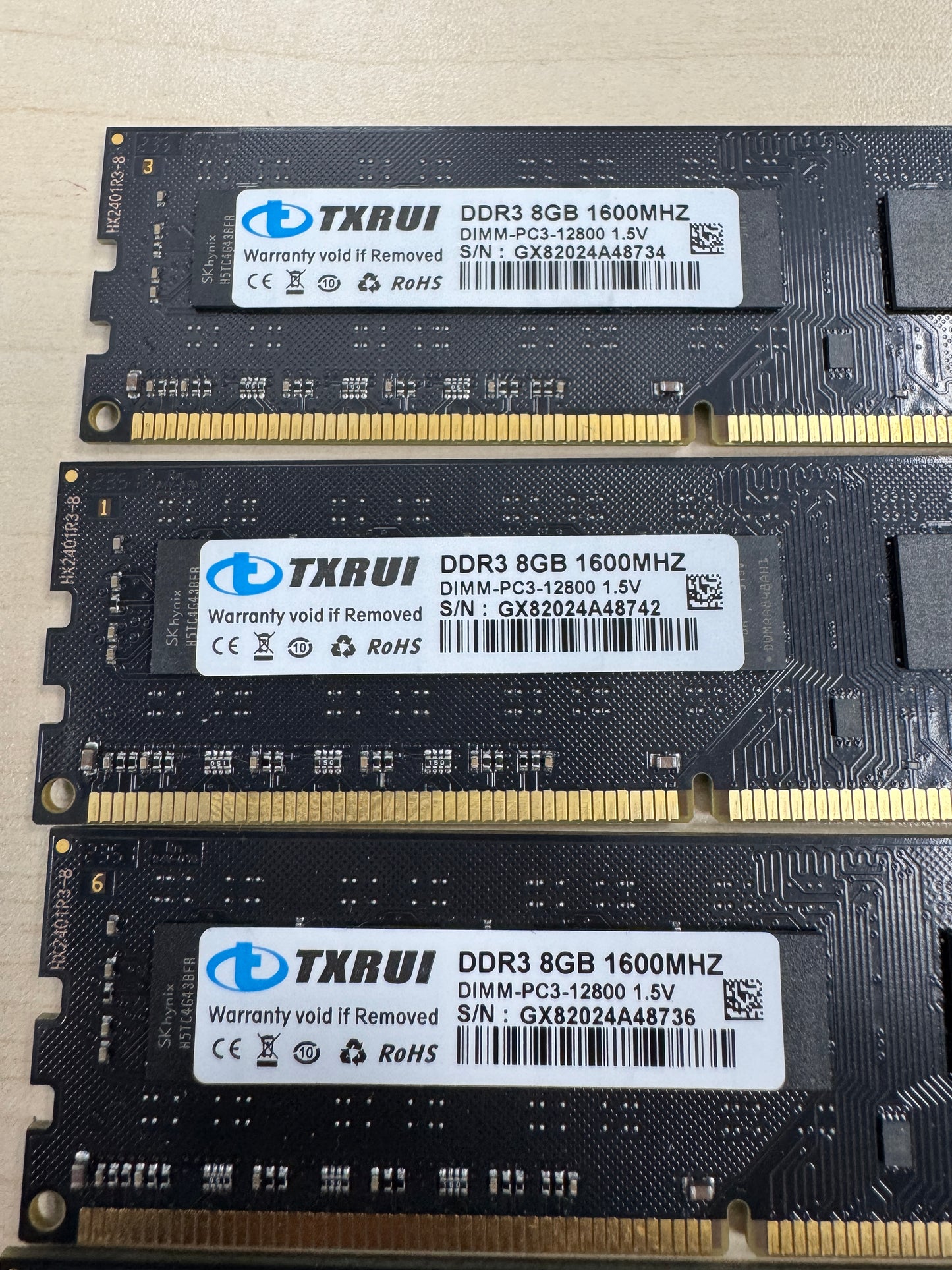 Txrui 32GB (4x8GB) RAM DDR3 1600MHz DIMM-PC3-12800 Tested
