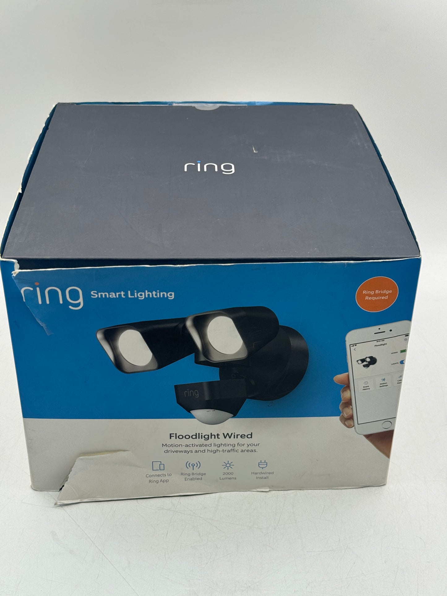 Ring Floodlight Cam Outdoor Wi-Fi Motion Detection 1080p Black Security Camera SEALED