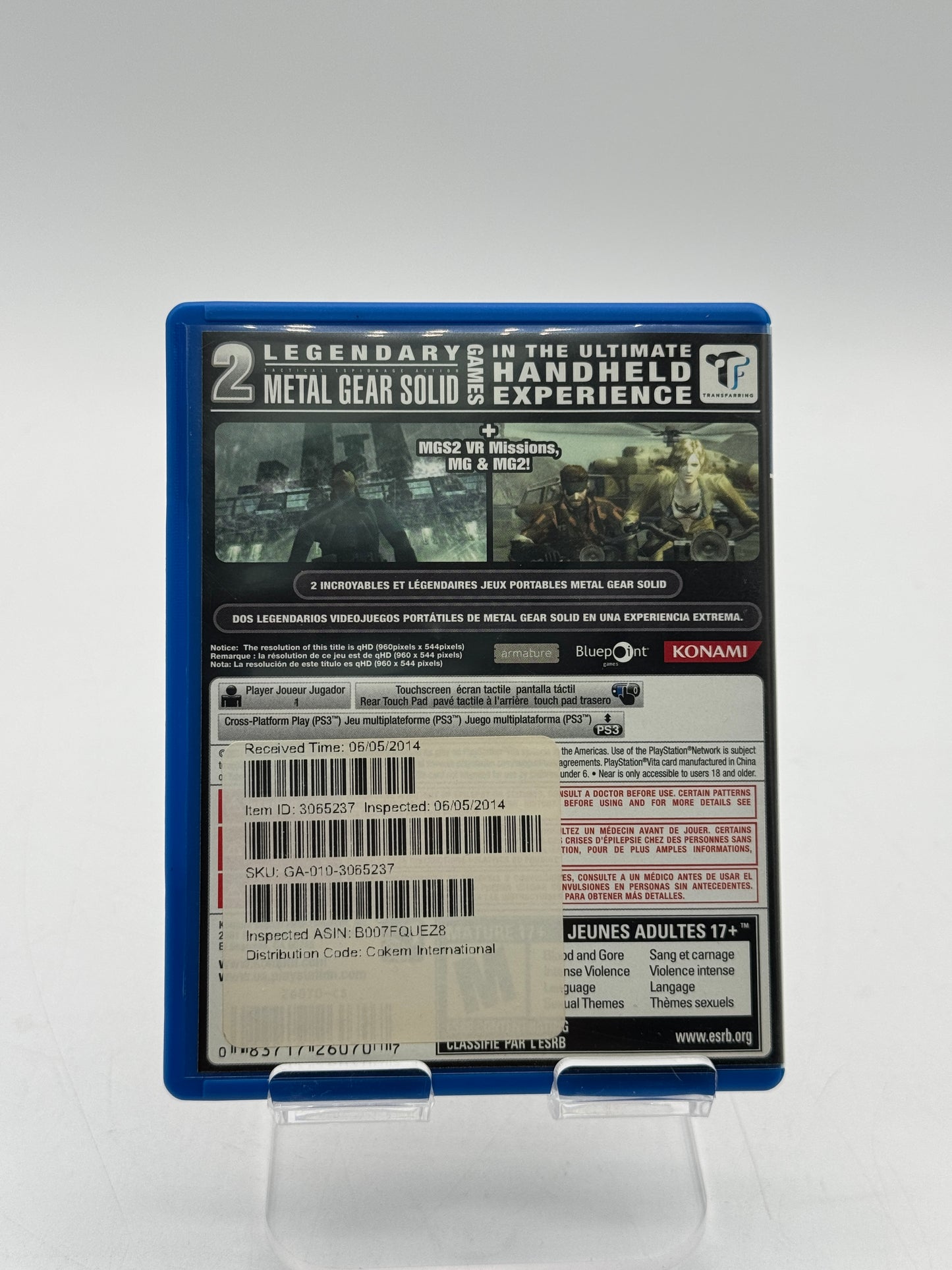 Metal Gear Solid HD Collection (Sony PlayStation Vita, 2012) Game & Case