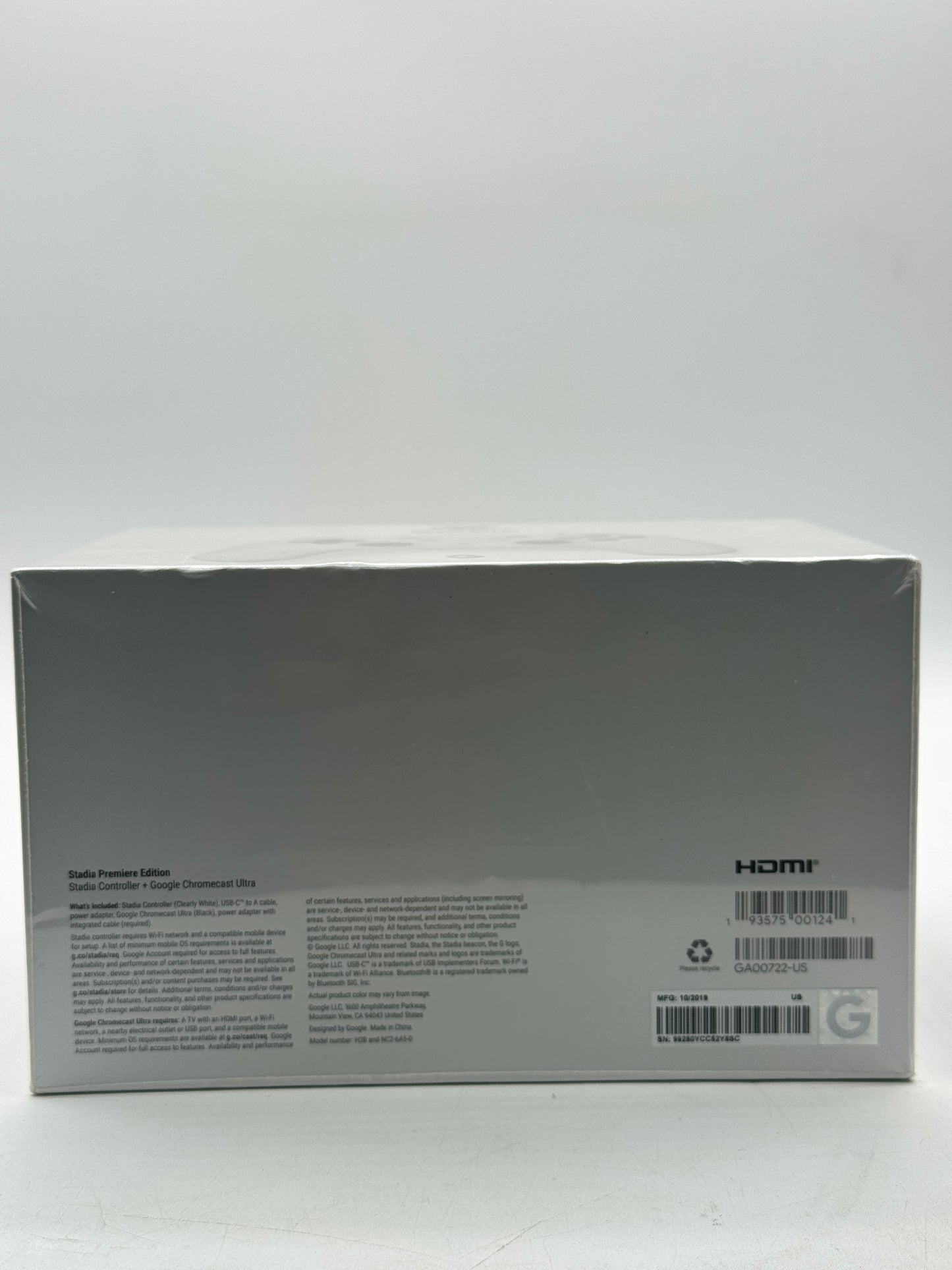 Google Stadia H2B Premiere Edition Controller - Clearly White (GA00722US)