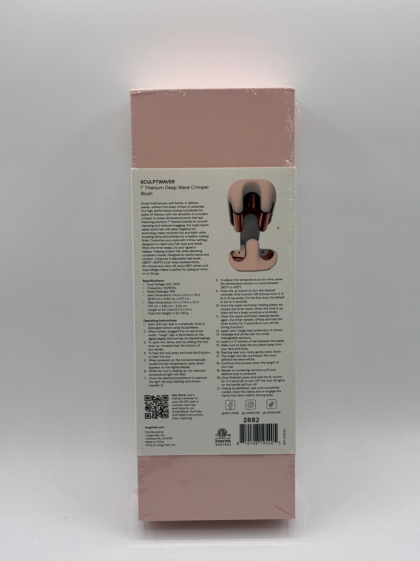 L'ANGE Hair SculptWaver Titanium Deep Wave Crimper - Pink