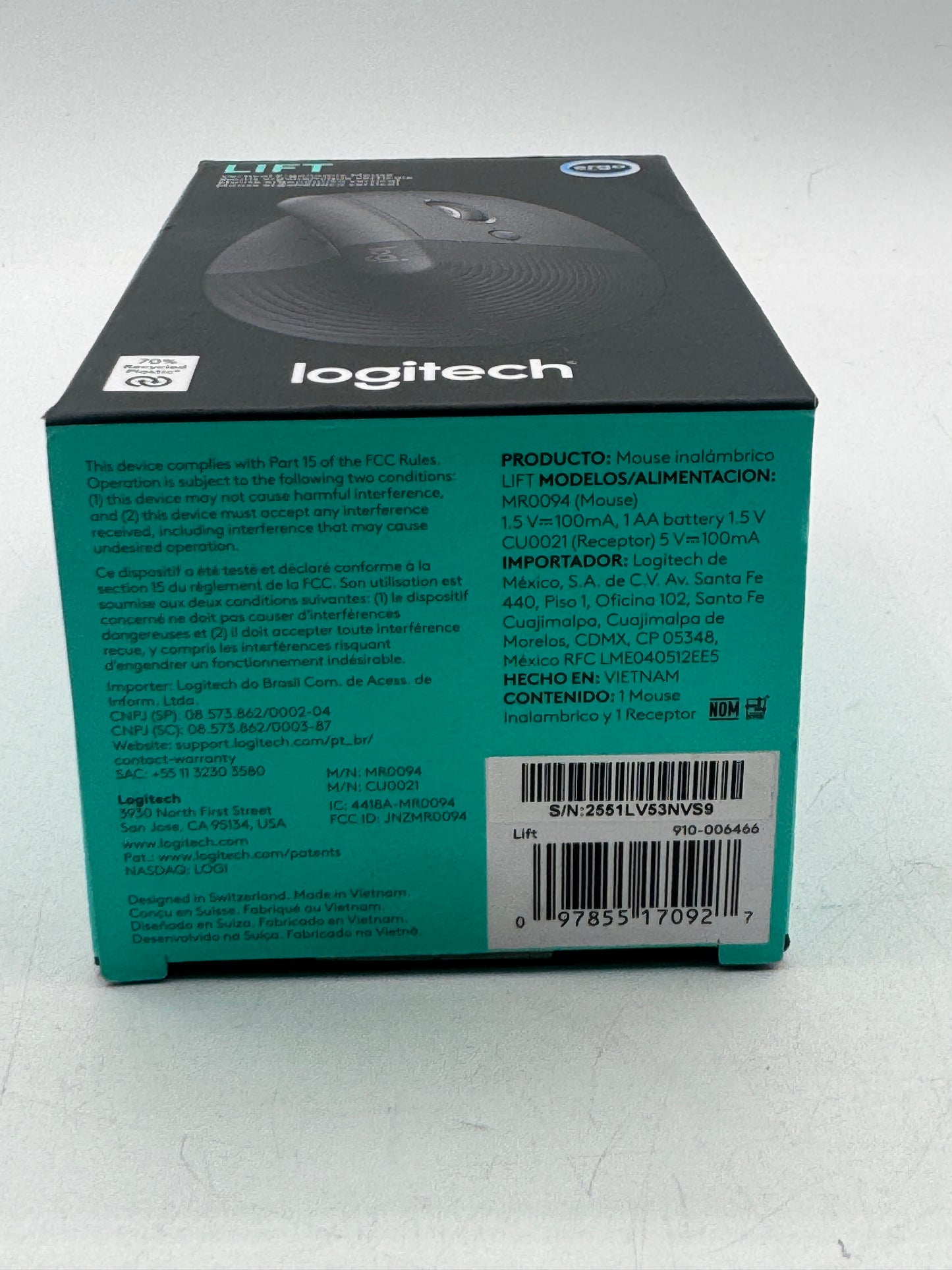 NEW Logitech Lift Vertical Wireless Ergonomic Mouse 910-006466 Black Free Shipping