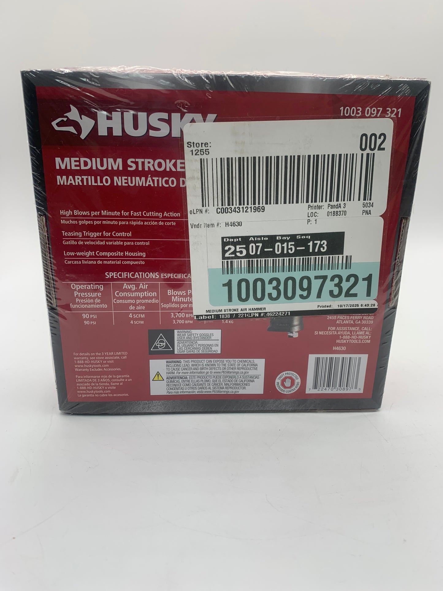 Husky Medium Stroke Air Hammer Power Tool - New In Box