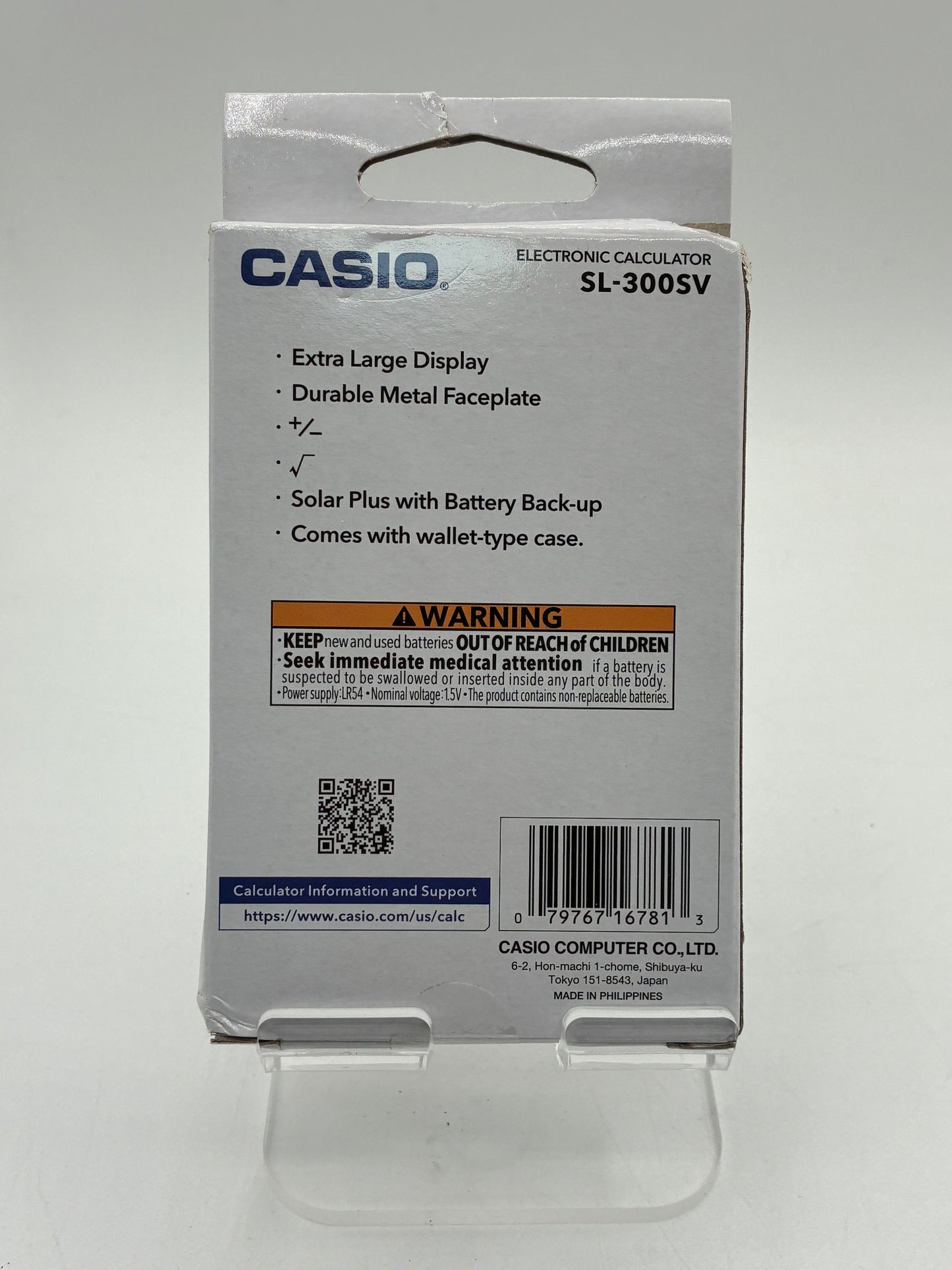 Casio SL300SV Wallet Pocket Calculator Silver - New In Box
