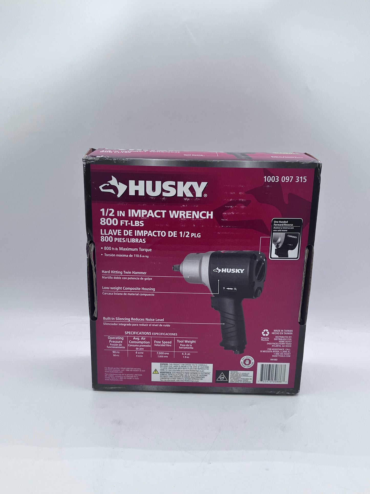 Husky 1/2 Impact Wrench 800ft-lbs Black