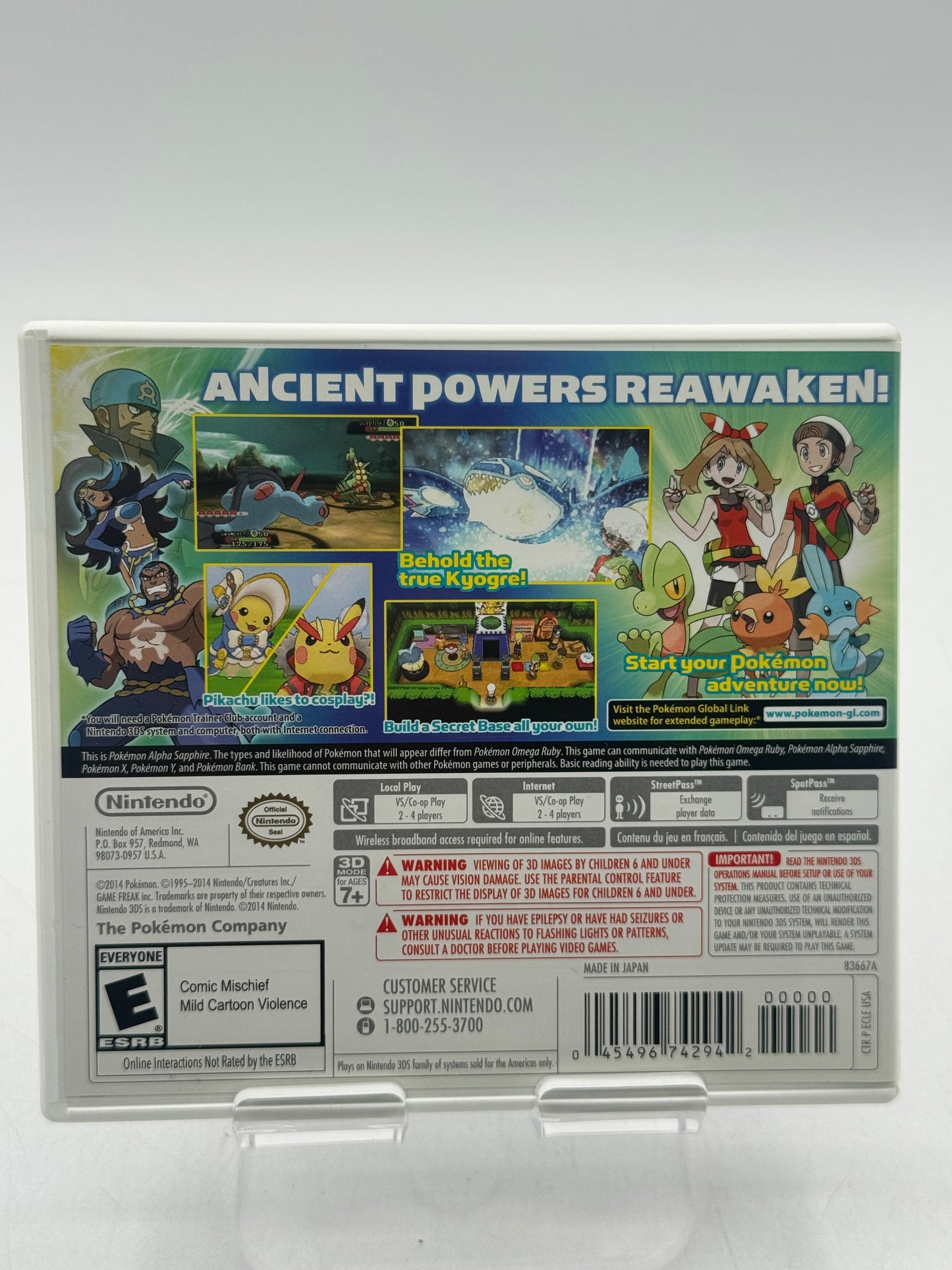 Pokemon: Alpha Sapphire (Nintendo 3DS, 2014) case, electronic manual, and game