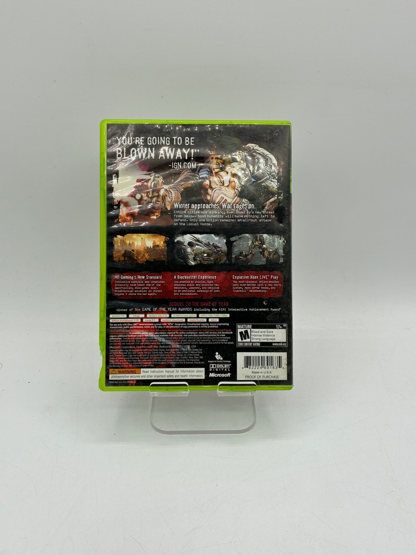 Gears of War 2 Xbox 360 Video Game- Free Shipping