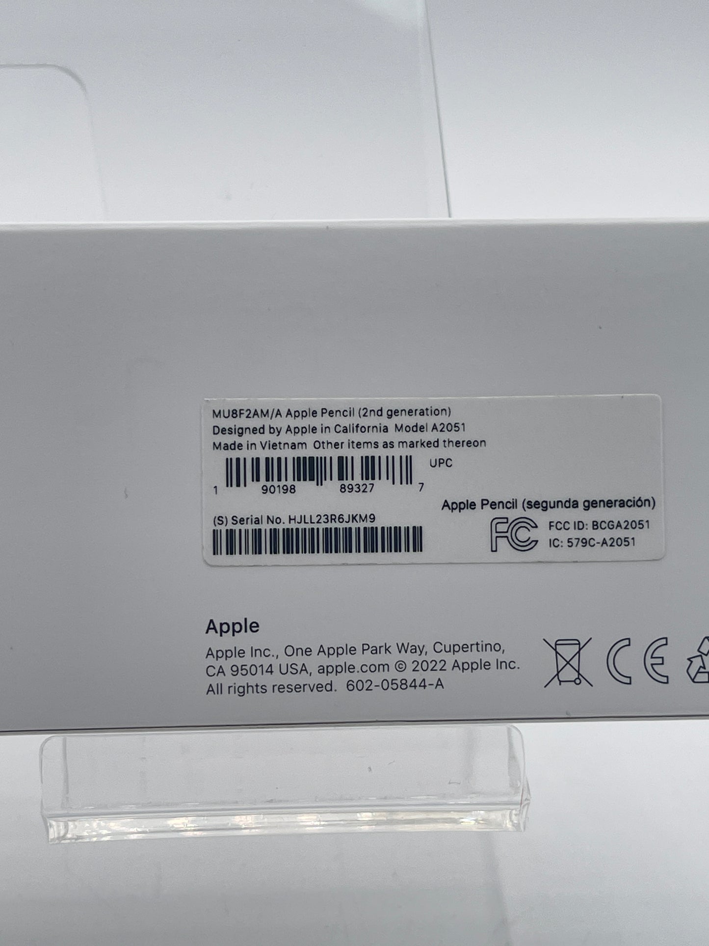 Apple Pencil 2nd Generation Model A2051 MU8F2AM/A