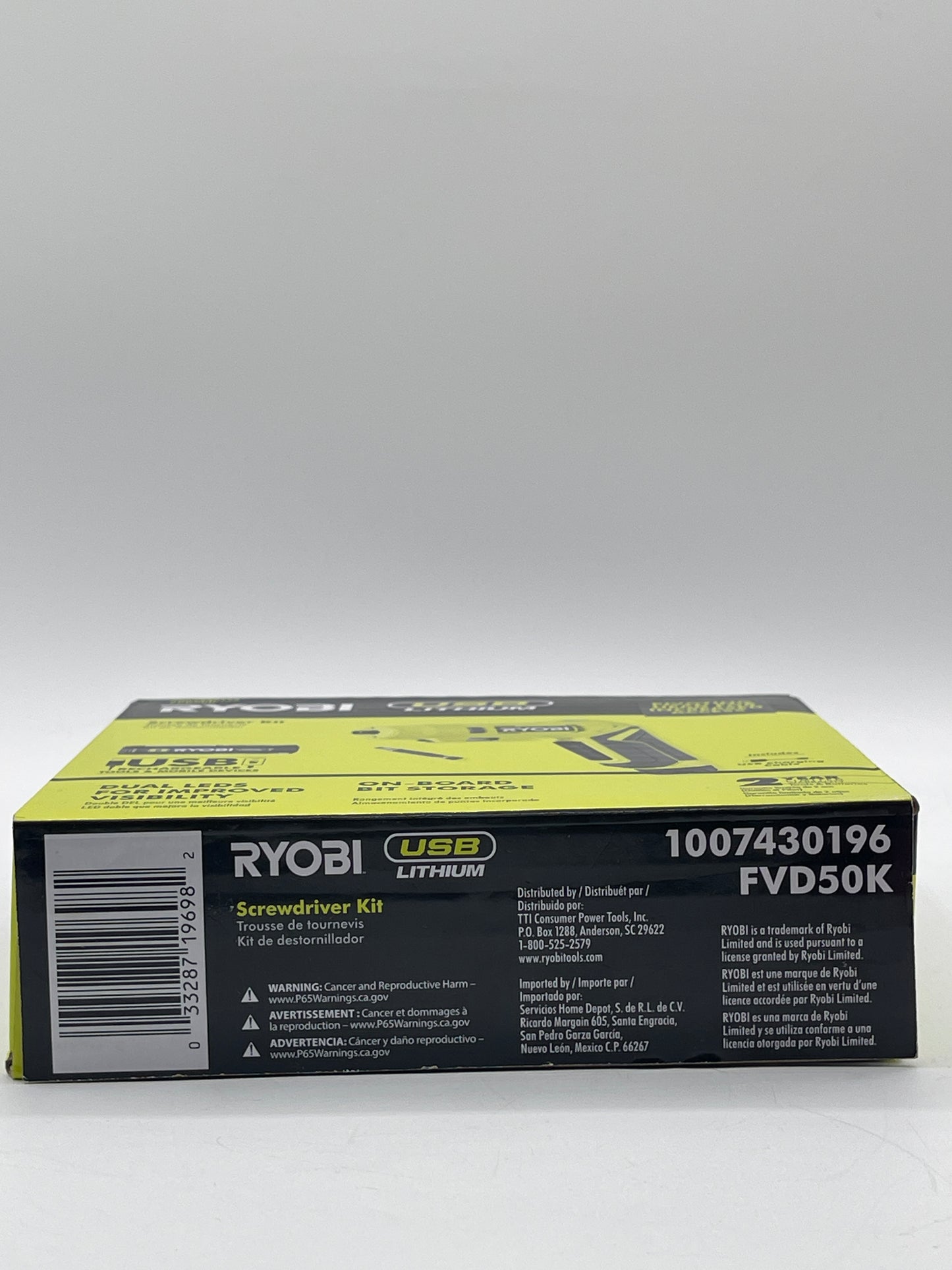Portable USB Ryobi Lithium-Ion Dual LED Screwdriver Kit Cordless Power FVD50K Free Shipping