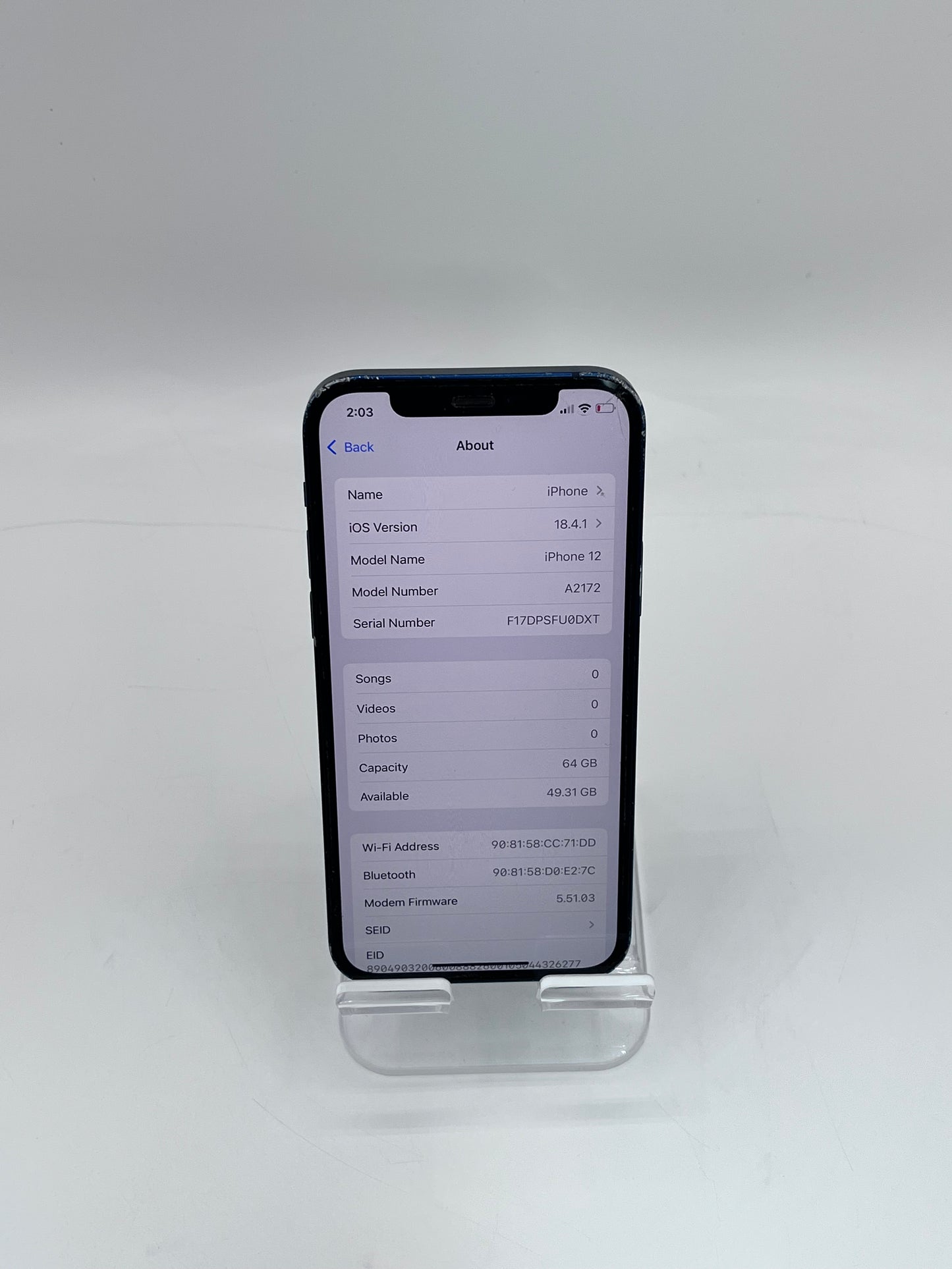 Unlocked Apple iPhone 12 A2172 MGFP3LL/A 64GB - Blue