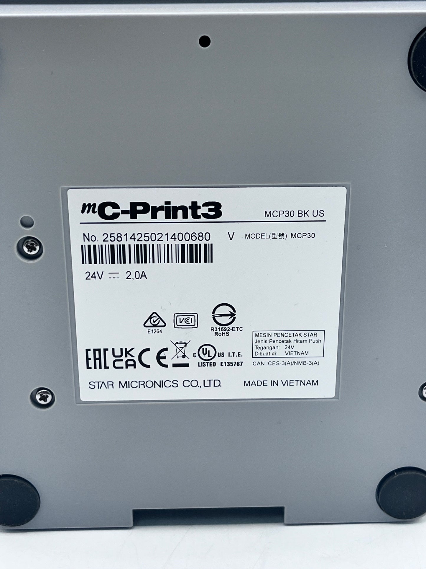 Star Micronics C-Print3 MCP30 Network/USB Thermal POS Printer - Black
