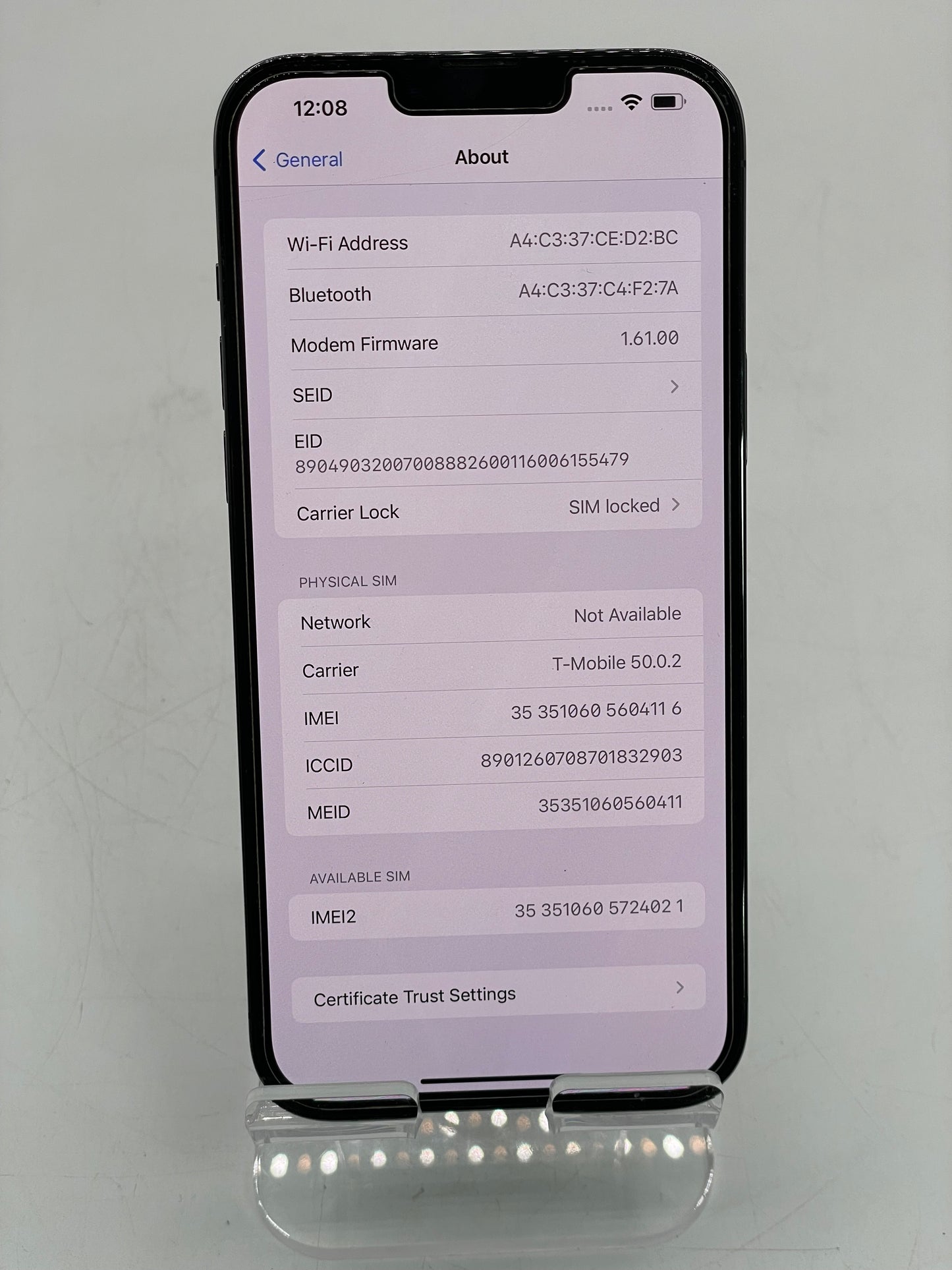 Apple iPhone 13 Pro Max 128GB A2484 MLK3LL/A Black T-Mobile Only - Used B