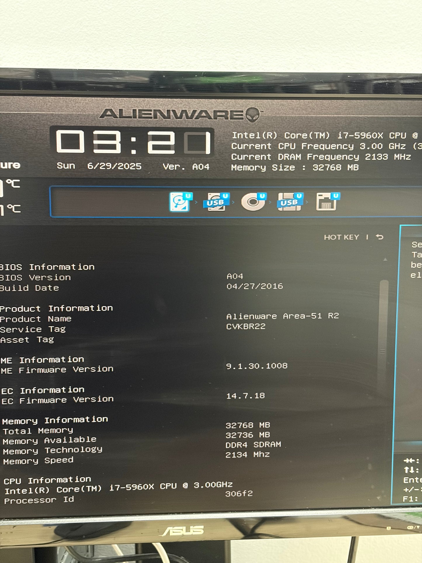Alienware Area 51 R2 (D03X) i7-5960X 32GB RAM 51GB SSD + 4TB HDD GTX 1080 Ti