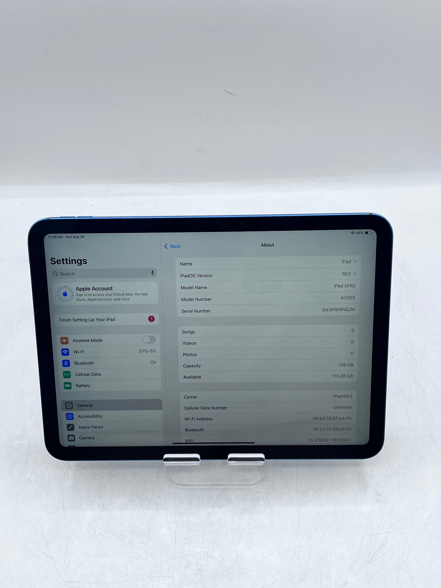 Apple iPad (A16) 11" Wi-Fi 128GB A3355 MD7G4LL/A 100% BH - Blue