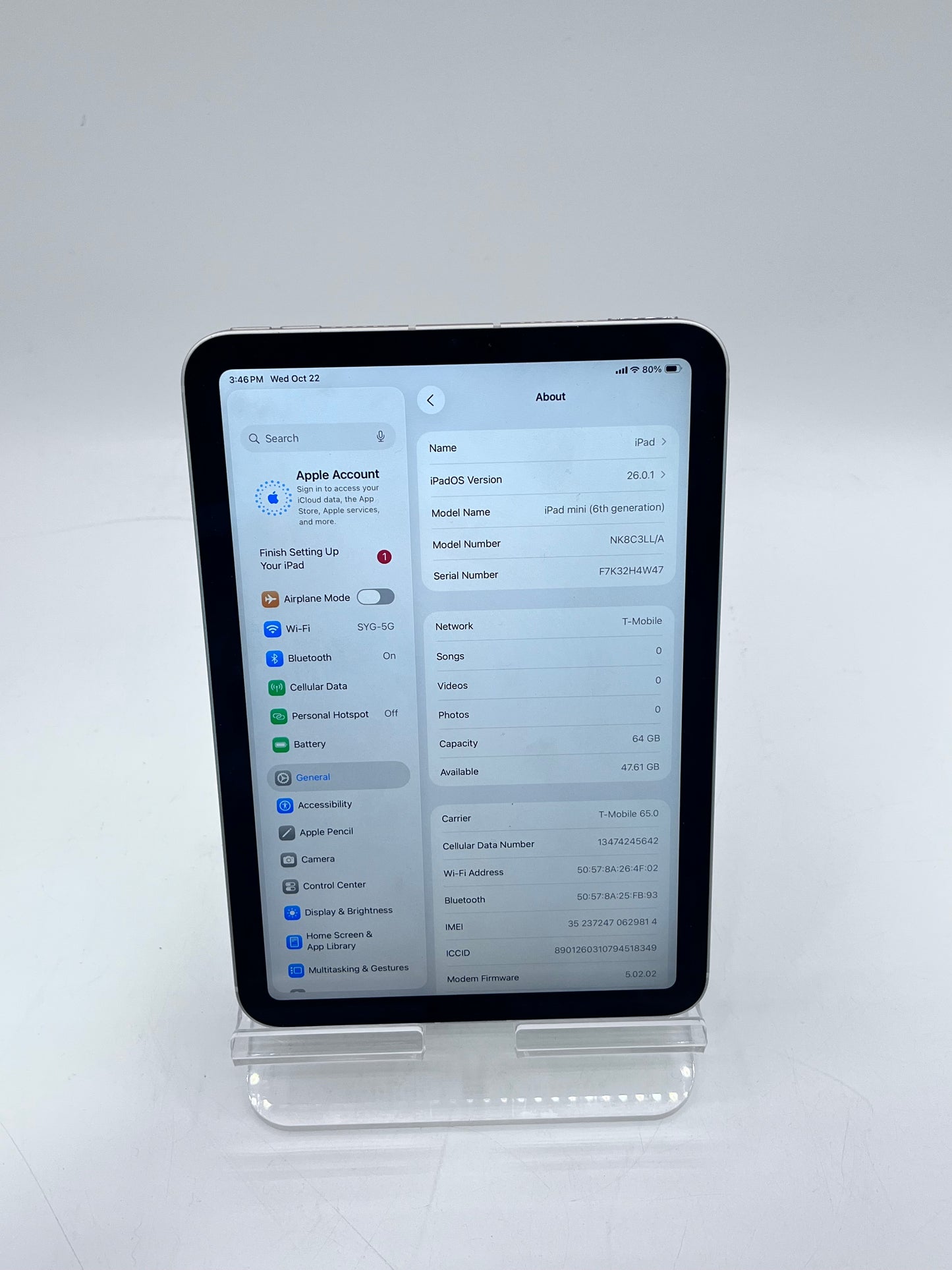 Unlocked Apple iPad Mini (6th Gen) A2568 Wifi +Cellular 7.9" 64GB Starlight