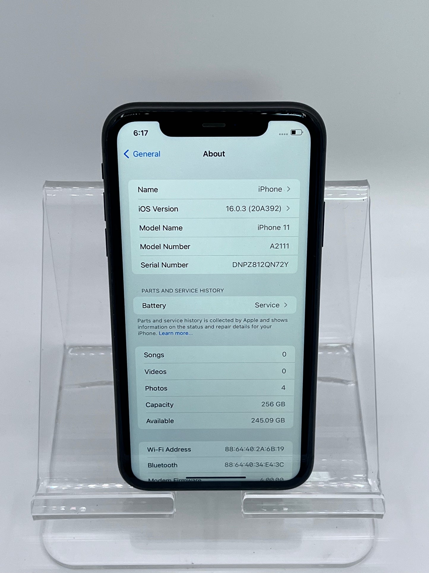 Unlocked Apple iPhone 11 256GB A2111 MWL12LL/A - Black