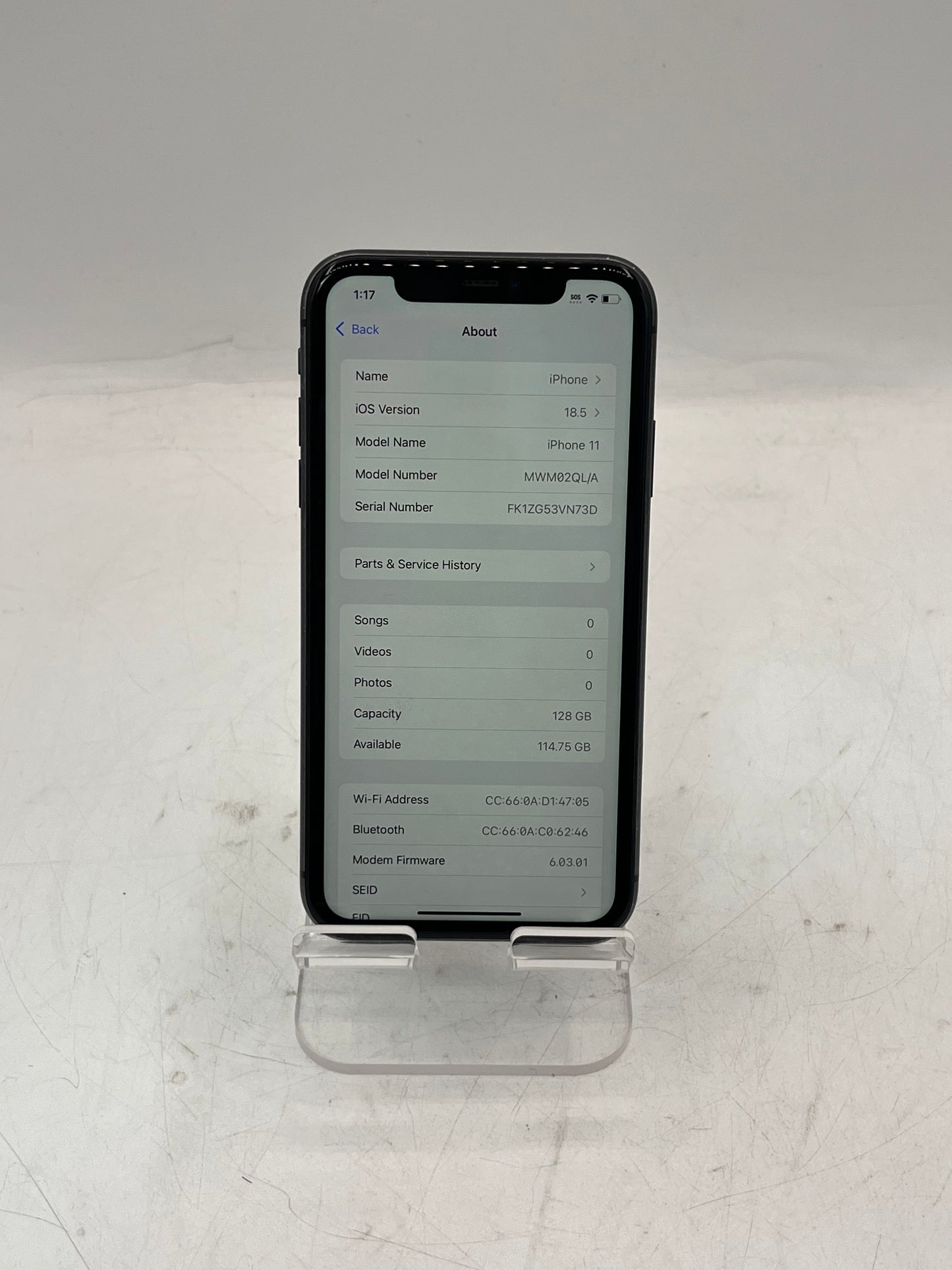 Unlocked Apple iPhone 11 128GB A2221 MWM02QL/A Smartphone Black