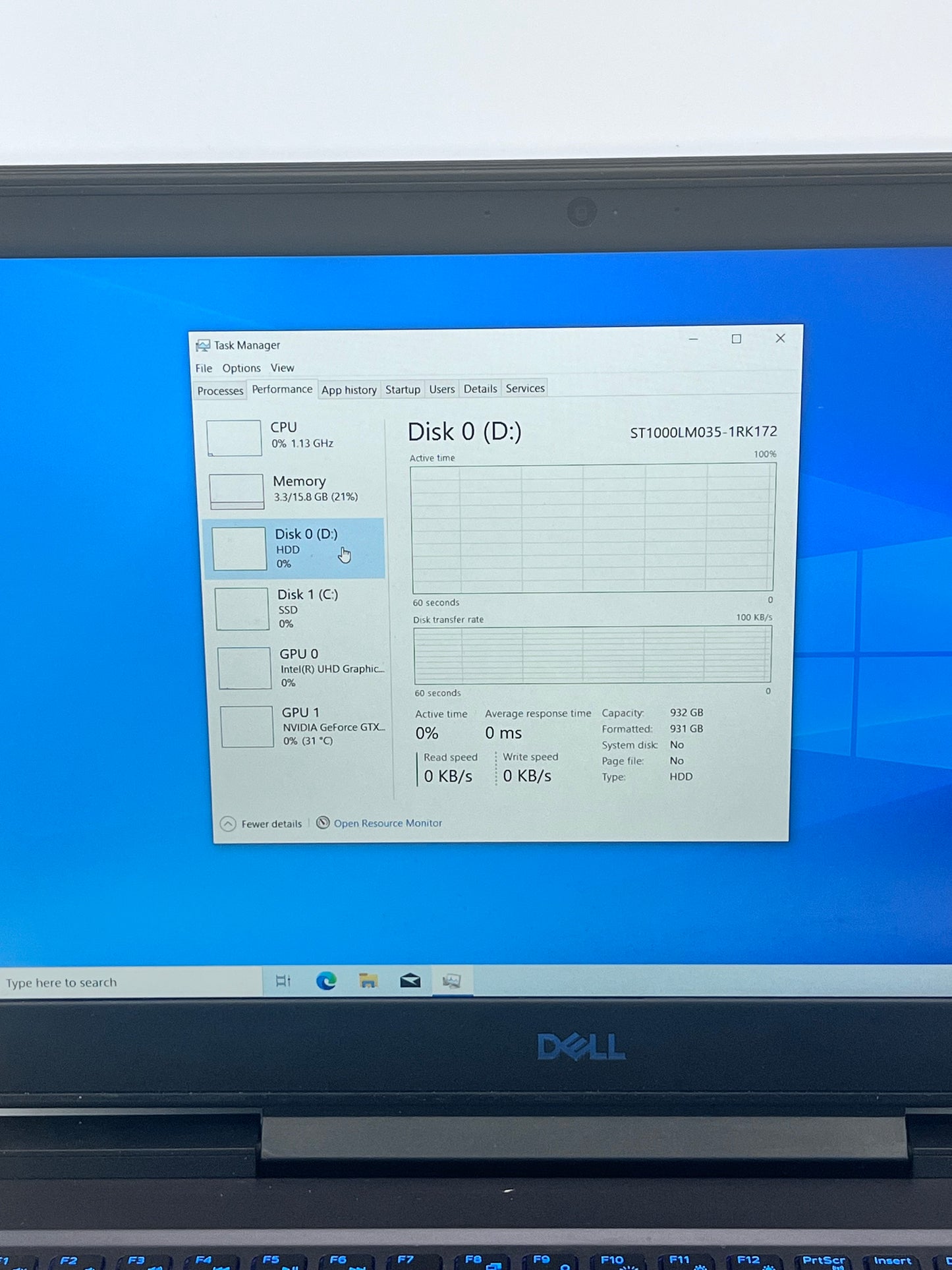 Dell G7 15 7588 15.6” Gaming Core i7-8750H 16GB 128GB SSD+1TB GTX 1060 Max-Q