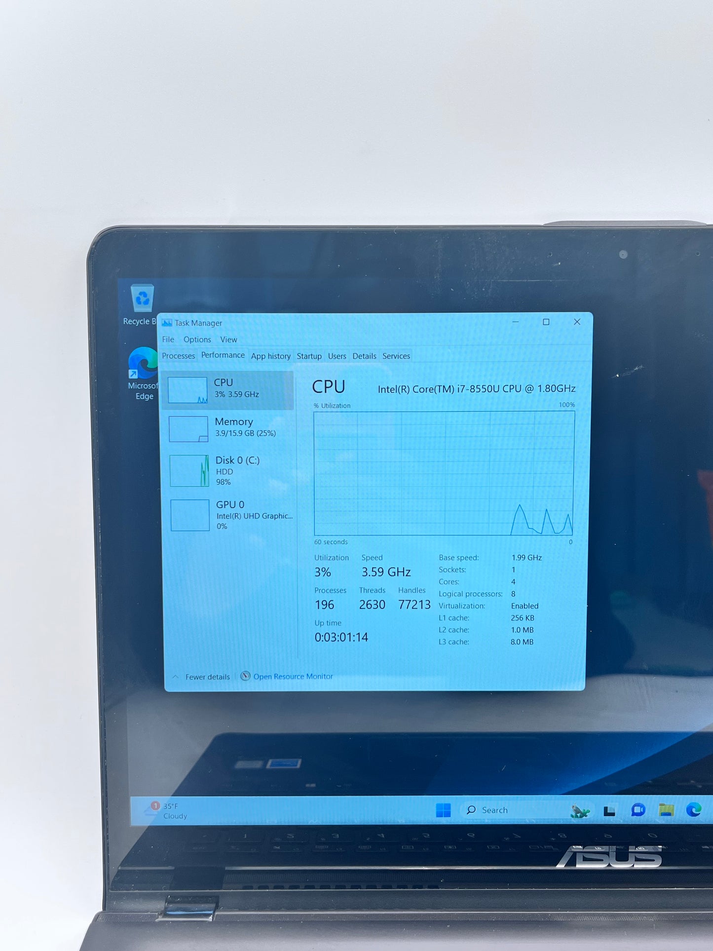 Asus Q525U Laptop 14" 256GB 16GB - Space Gray