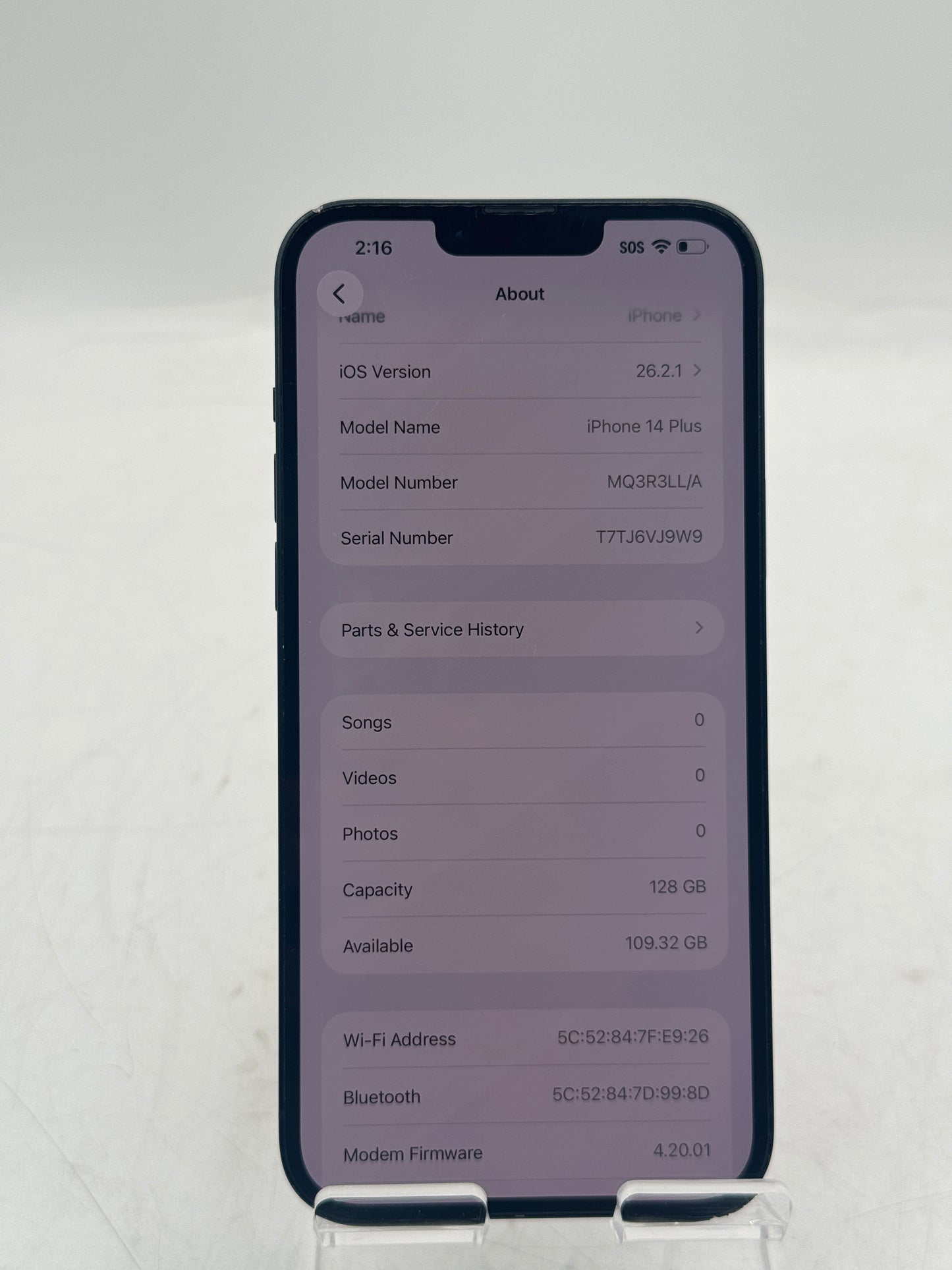 Unlocked Apple iPhone 14 Plus A2632 MQ3R3LL/A Purple Free Shipping