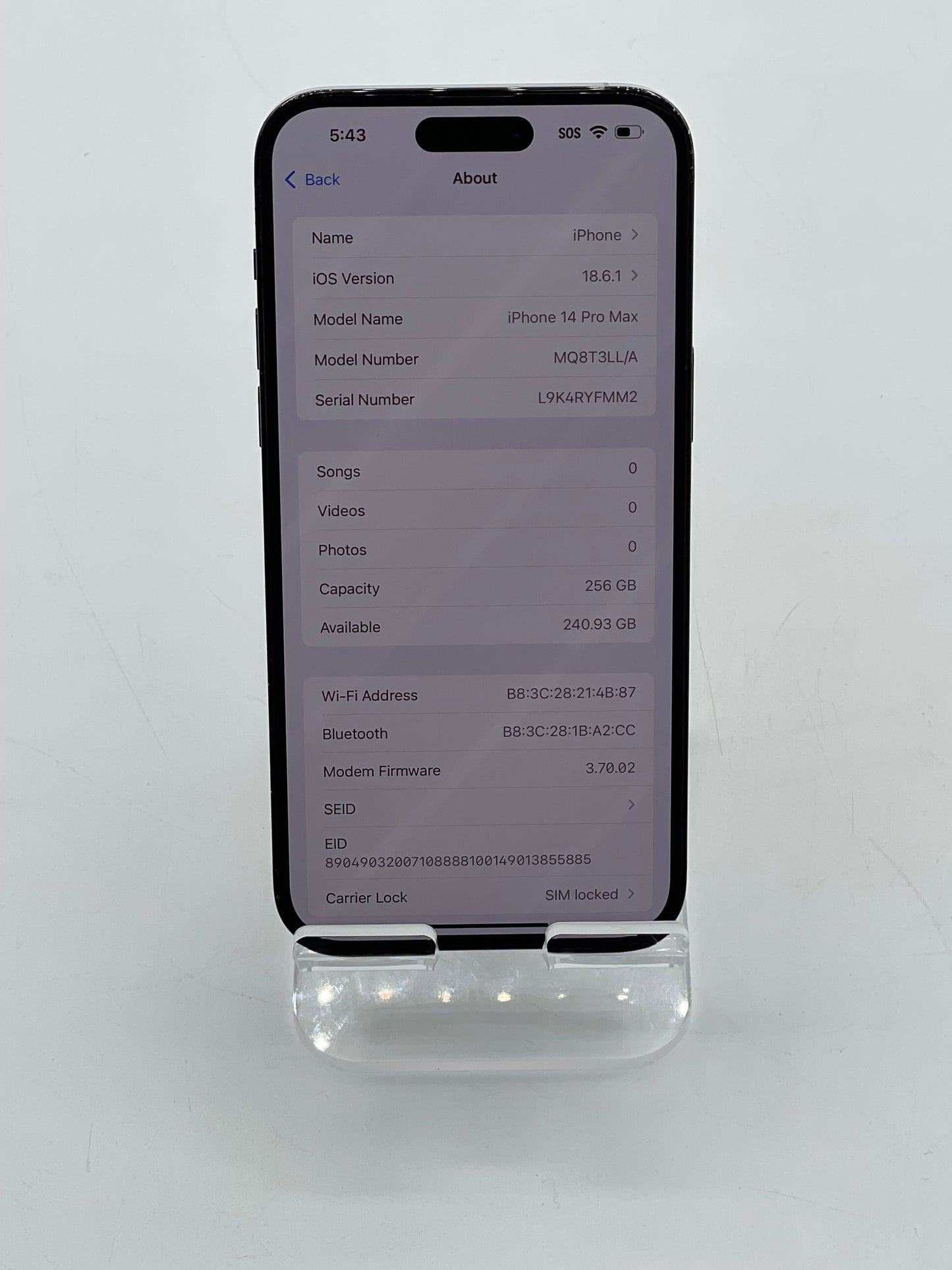 AT&T Only Apple iPhone 14 Pro Max 256GB A2651 MQ8T3LL/A Black