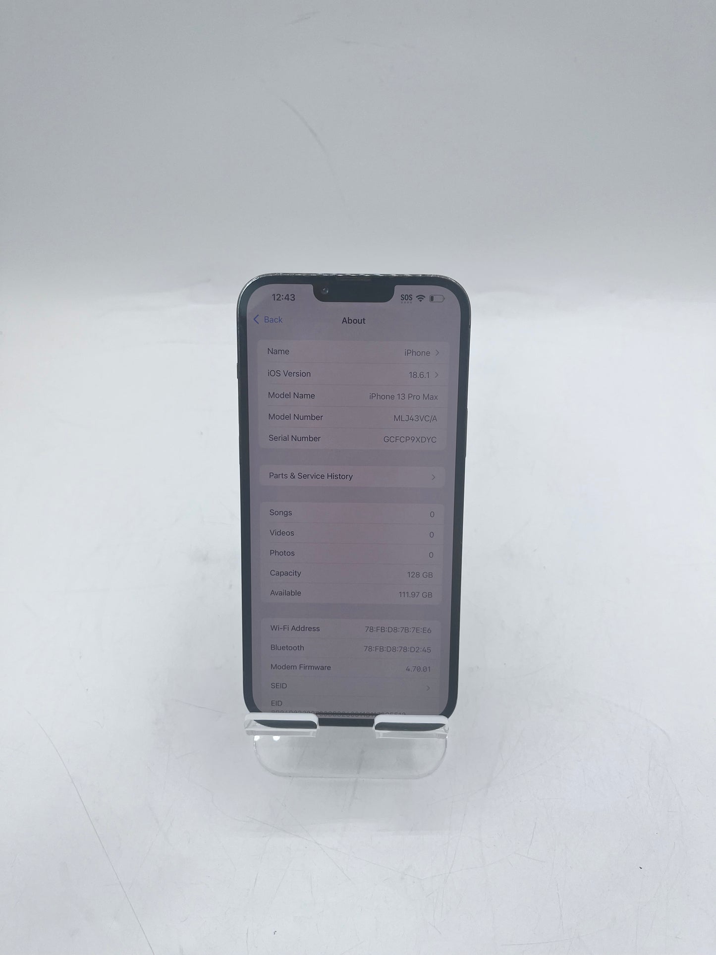 Apple iPhone 13 Pro Max 6.7 A2484 MLLH3B/A 128GB Unlocked 85% BH