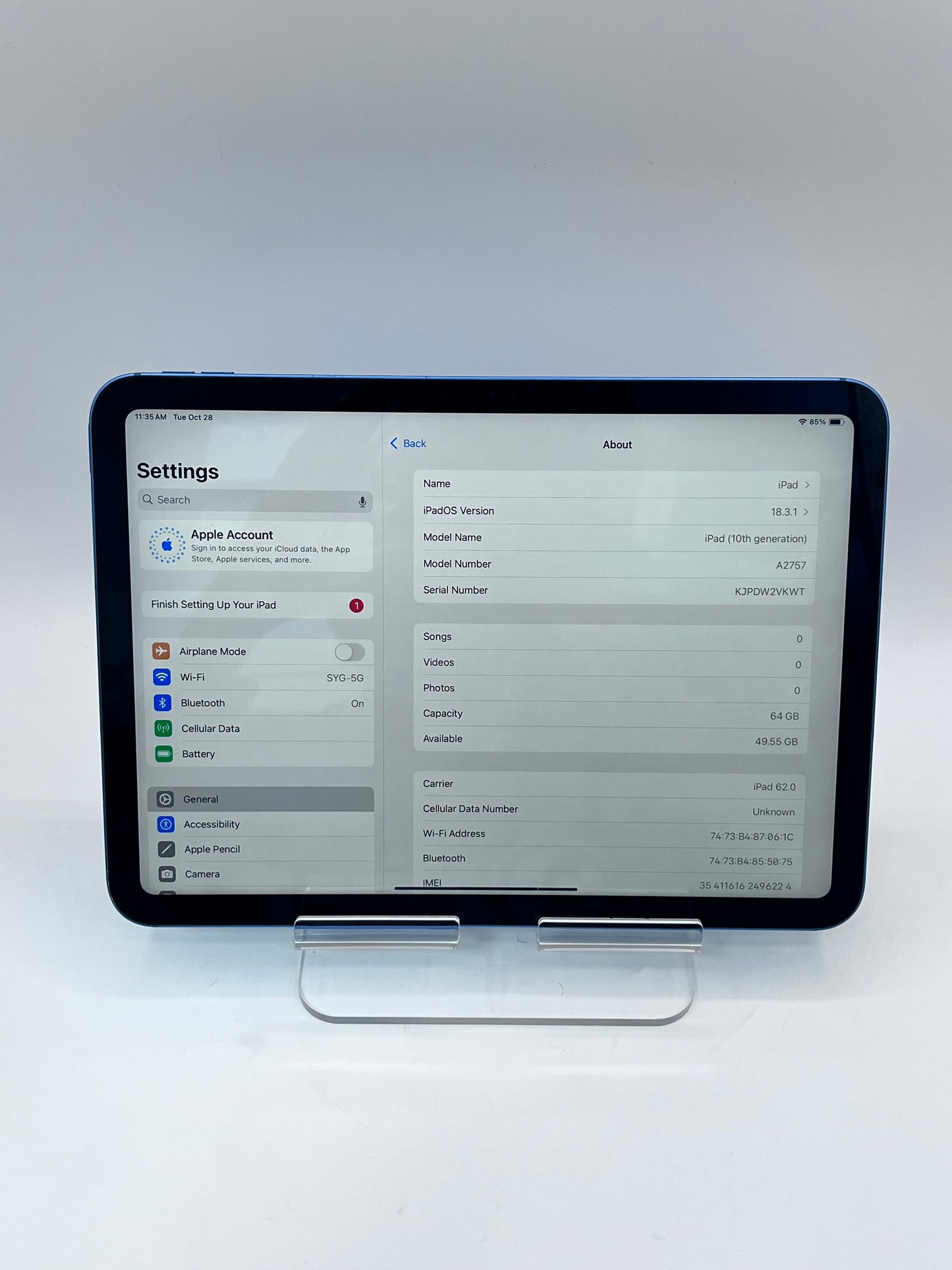 Apple iPad (10th Gen) MQ6K3LL/A A2757 64GB WiFi & Cellular w/ Apple Pencil 2nd Gen
