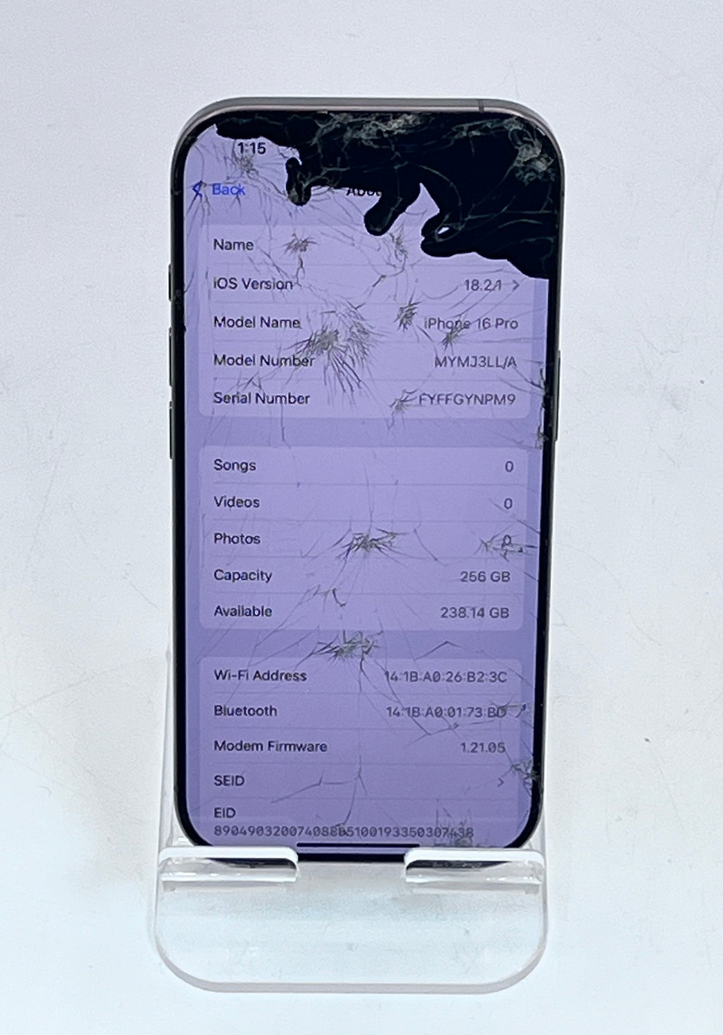 UNLOCKED APPLE iPHONE 16 PRO 256GB READ Battery 100% A3083 MYMJ3LL/A