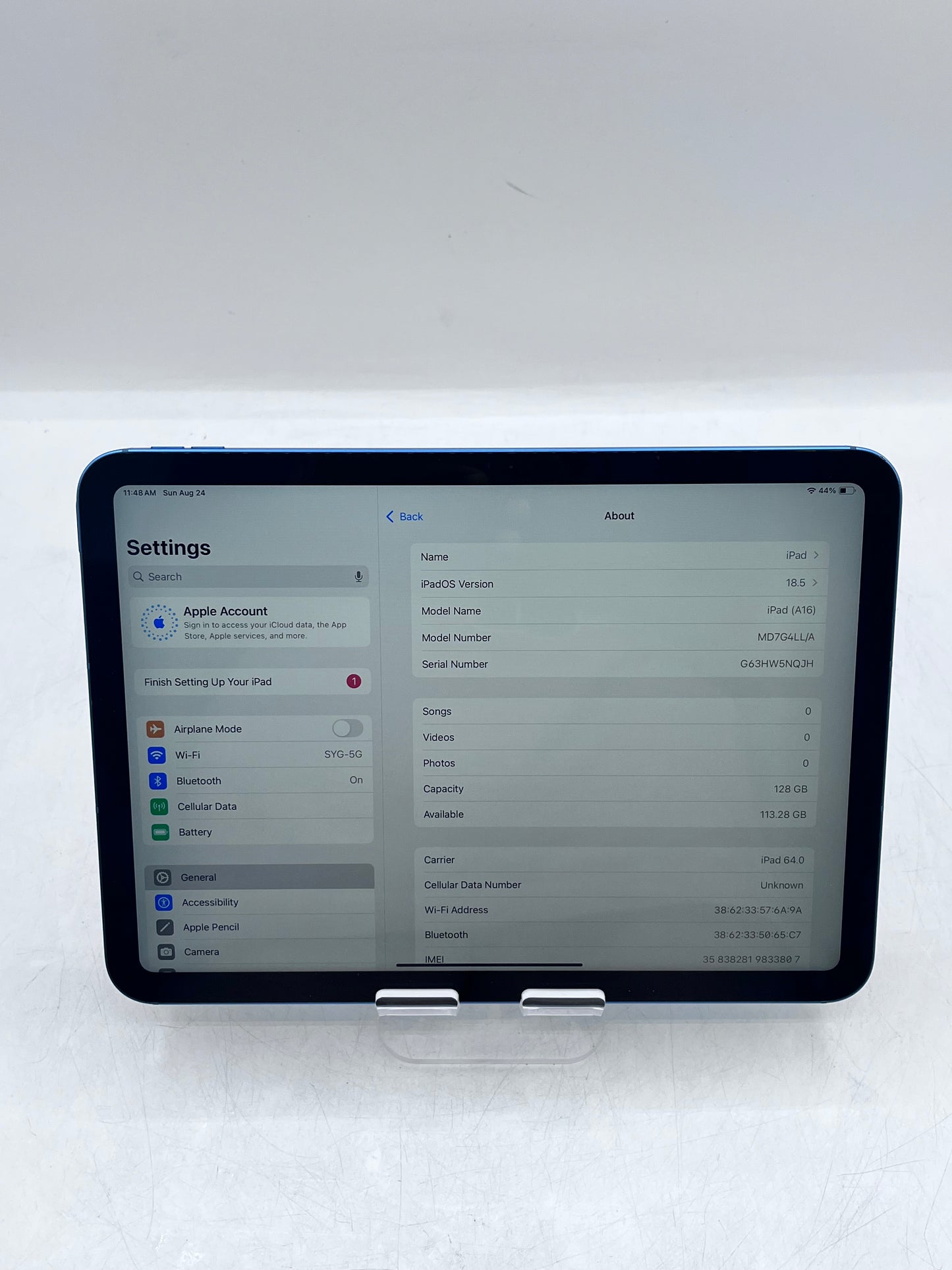 Apple iPad (A16) 11" Wi-Fi 128GB A3355 MD7G4LL/A 100% BH - Blue