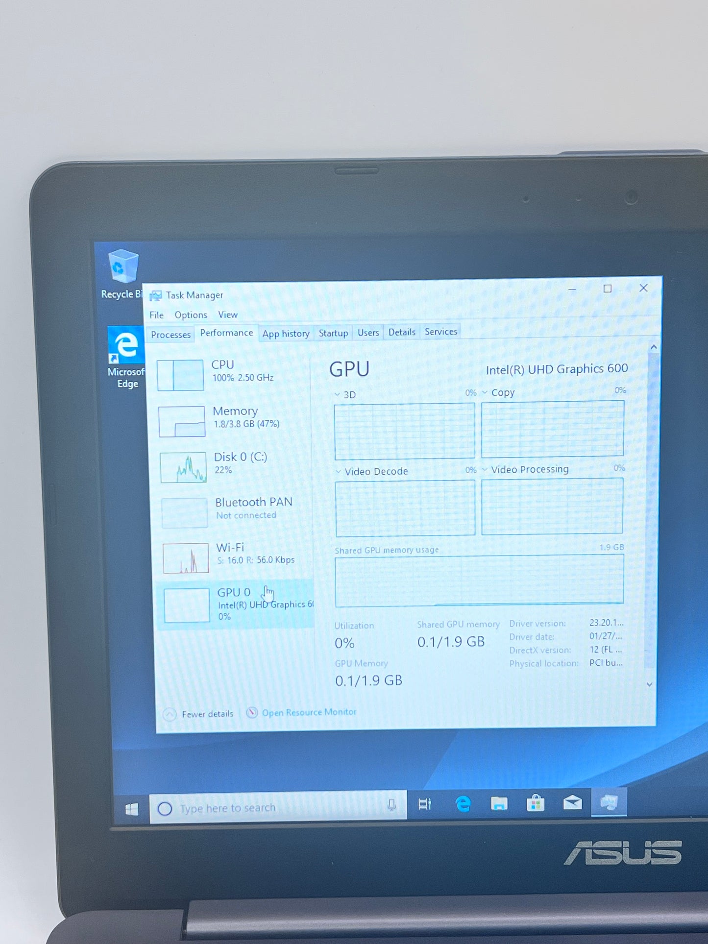 Asus E203M Notebook Intel Celeron N4000 11.6" Laptop - Blue READ