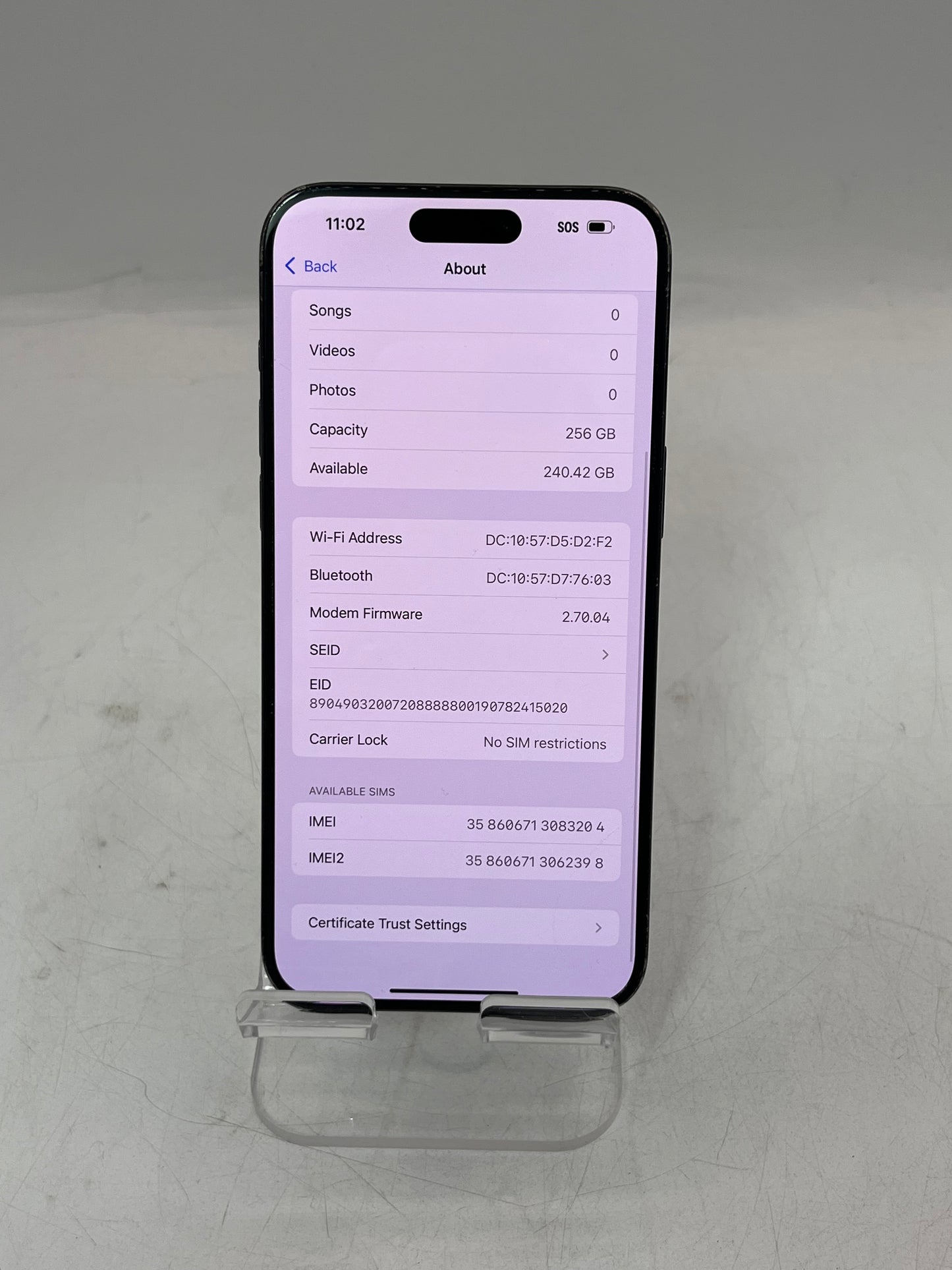 Unlocked Apple iPhone 15 Pro Max 256GB MU693LL/A A2849 Blue 87% BATT READ