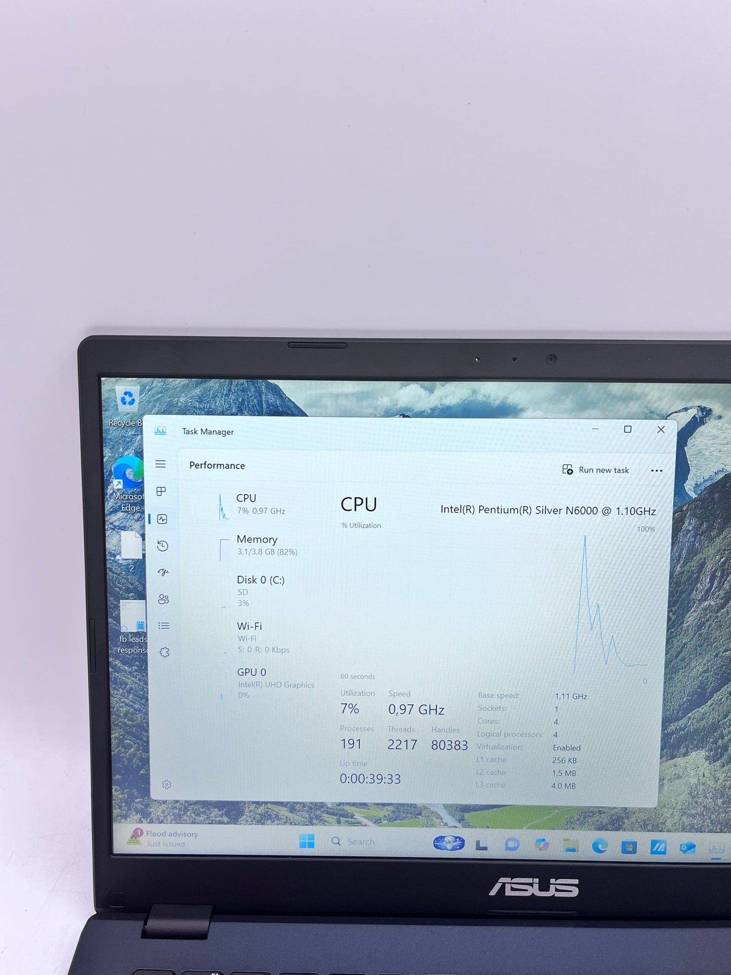 ASUS E410K Laptop 14" Intel Pentium N6000 4GB 64GB - Black
