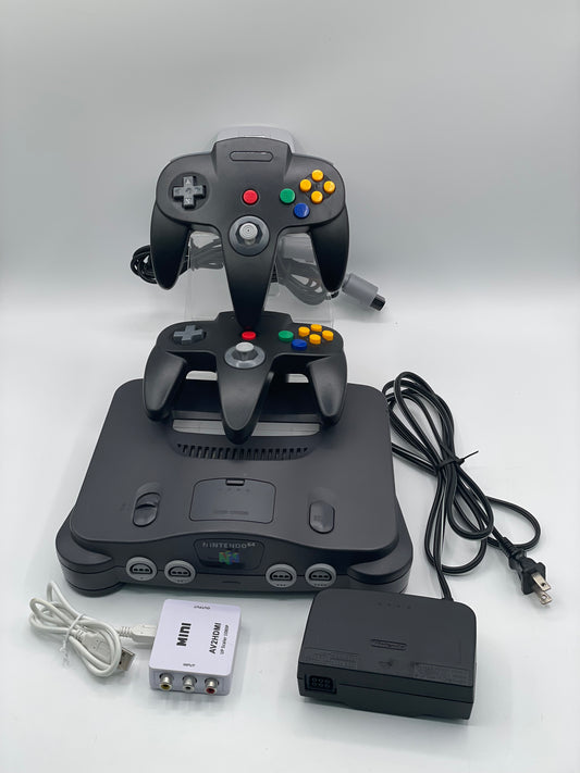 Nintendo 64 N64 Console With 2 OEM Controllers & Cables