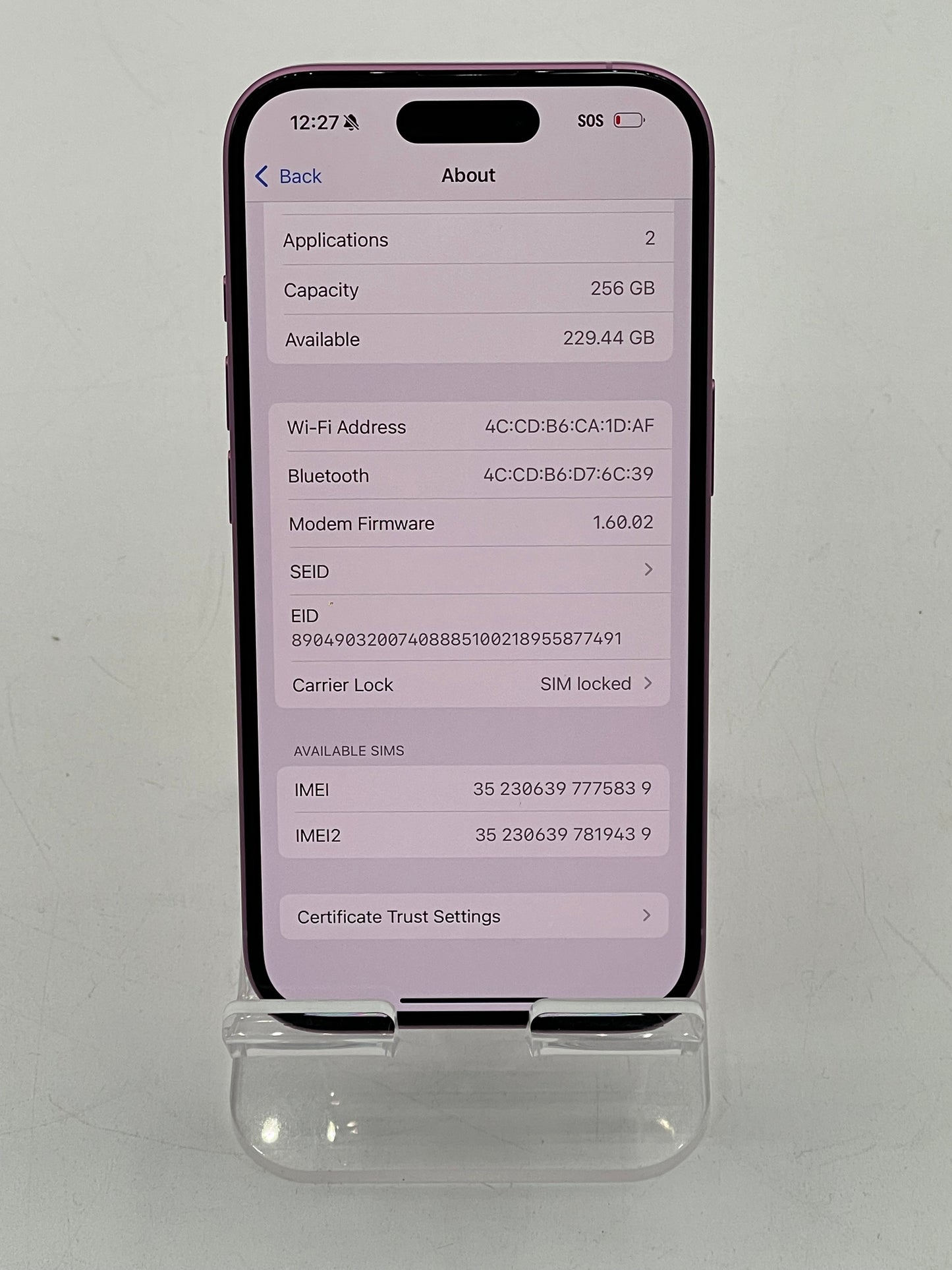 Verizon Only Apple iPhone 16 6.1" MYD03LL/A A3081 256GB - Pink 100% Battery
