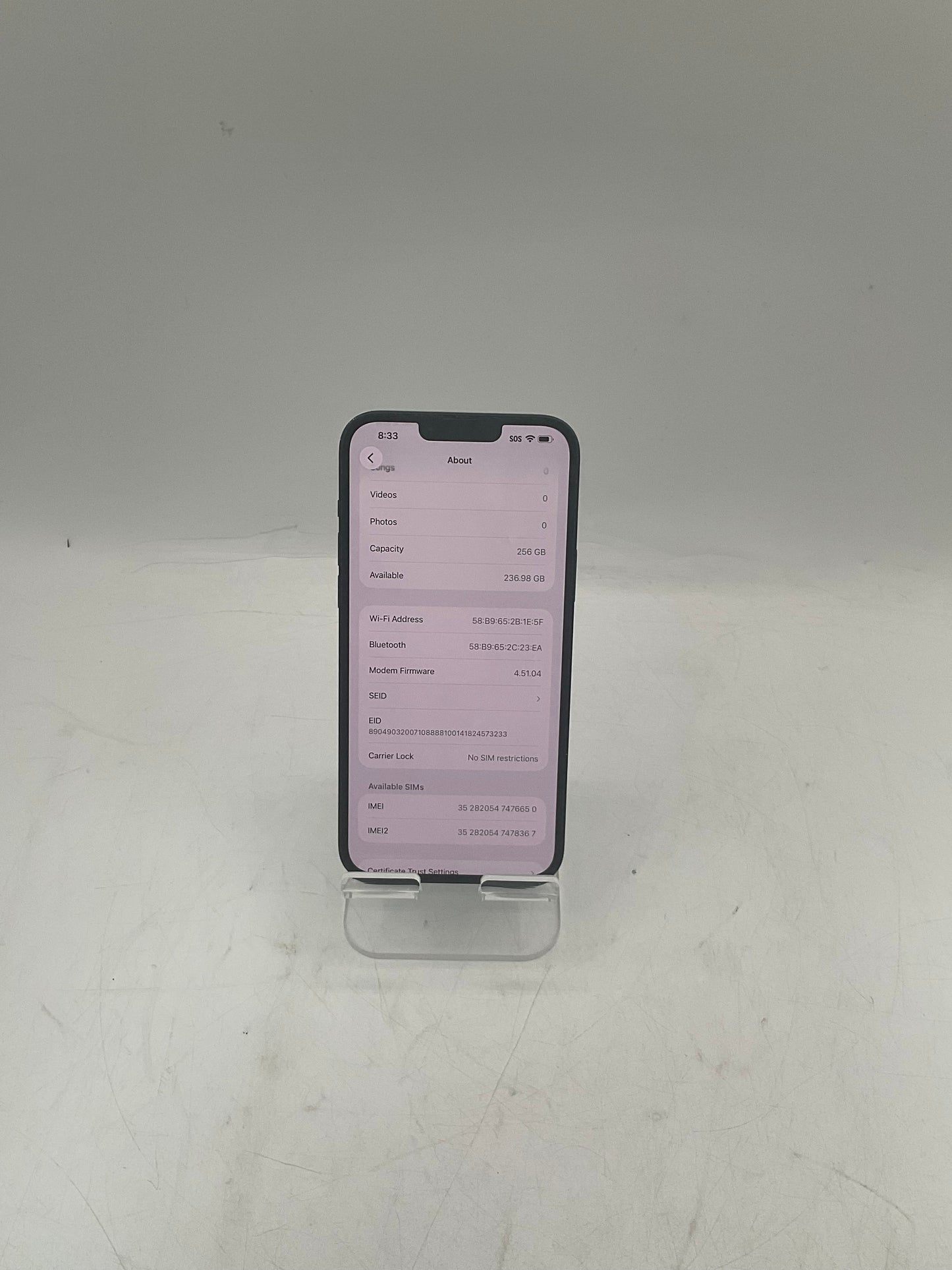 Unlocked Apple iPhone 14 Plus mq3x3ll/a a2632  128GB Black SERVICE BATT