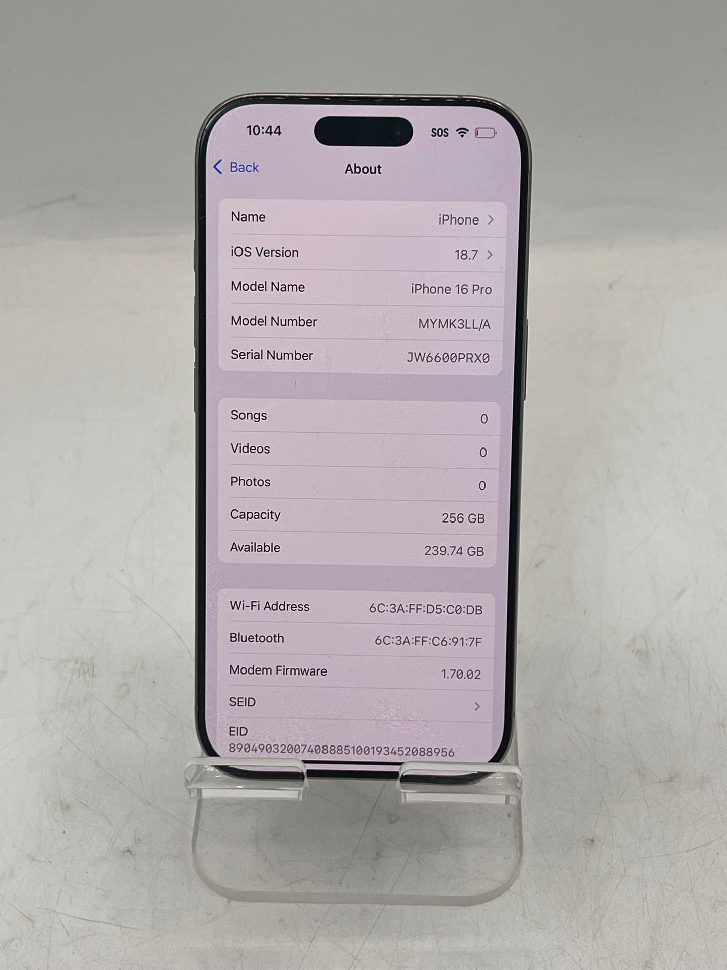 T-Mobile Apple iPhone 16 Pro MYMK3LL/A A3083 256GB -Silver