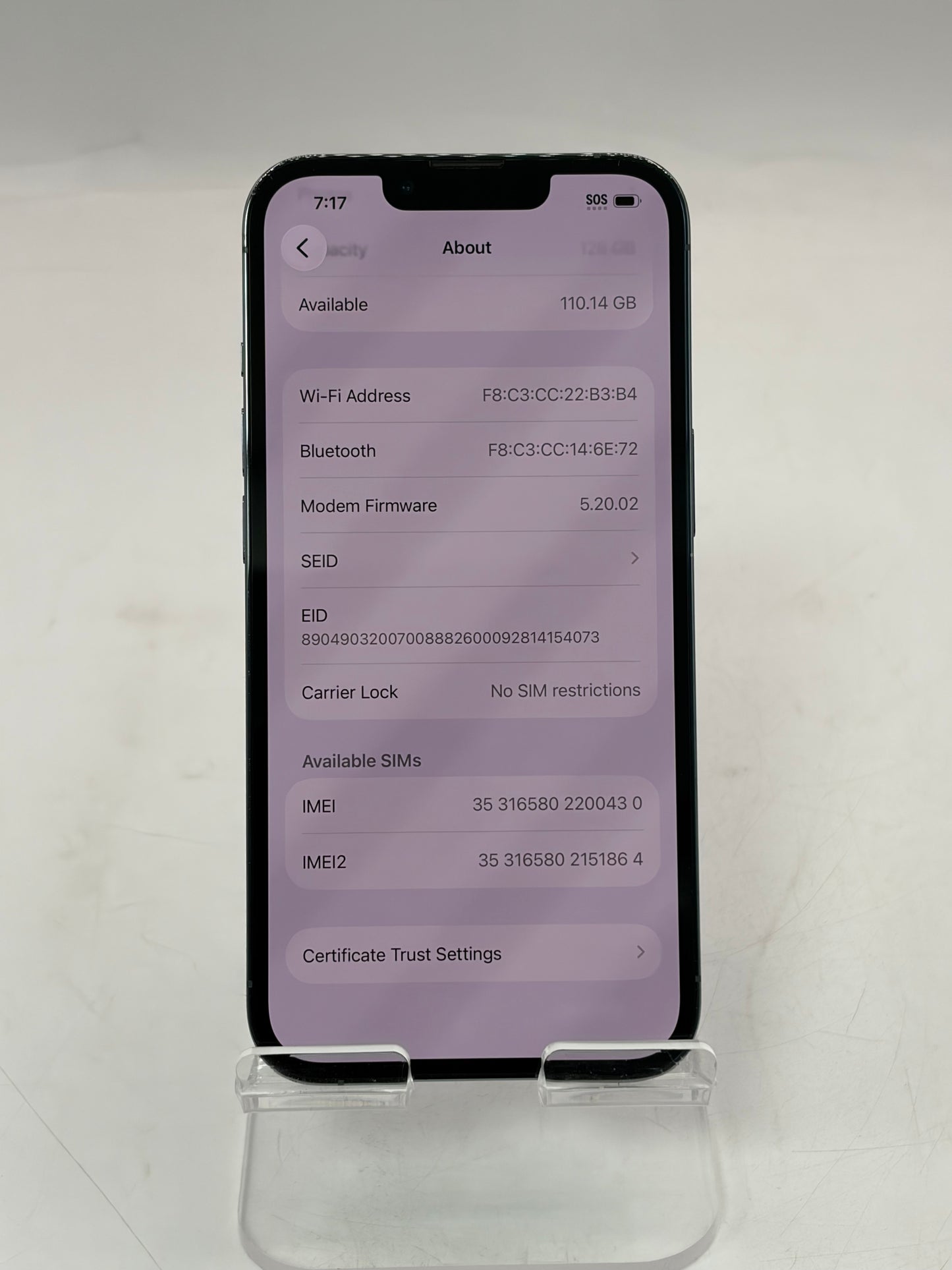 Unlocked Apple iPhone 13 Pro 128GB A2483 MLTT3LL/A 78% Battery Health Blue