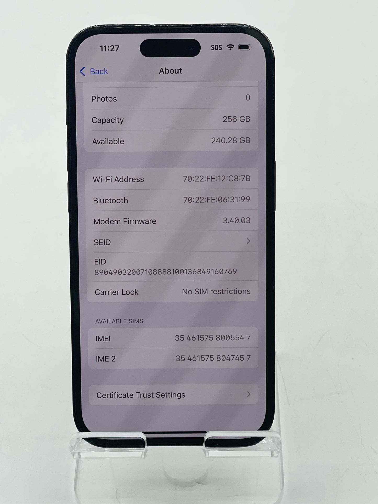 Unlocked Apple iPhone 14 Pro 6.1" 256GB Black A2650 MQ0N3LL/A