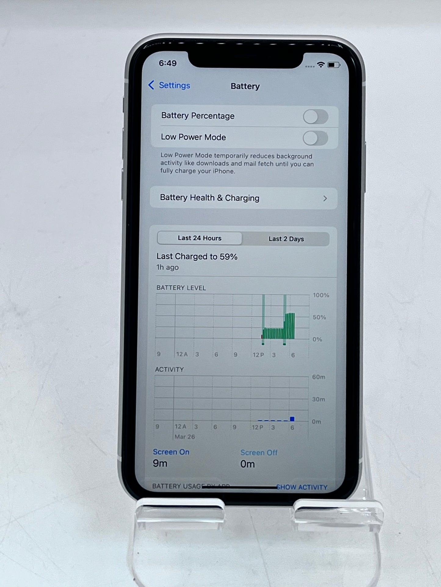 Unlocked Apple iPhone 11 64 GB A2111 MHC53LL/A White 97% Battery