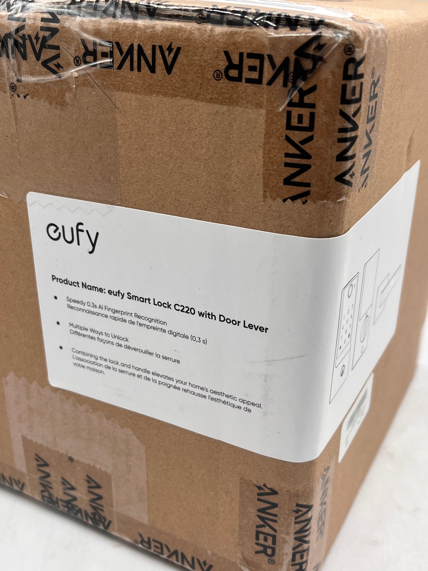 eufy Smart Lock C220 with Door Lever Wi-Fi Fingerprint Keyless Entry Door Lock NEW