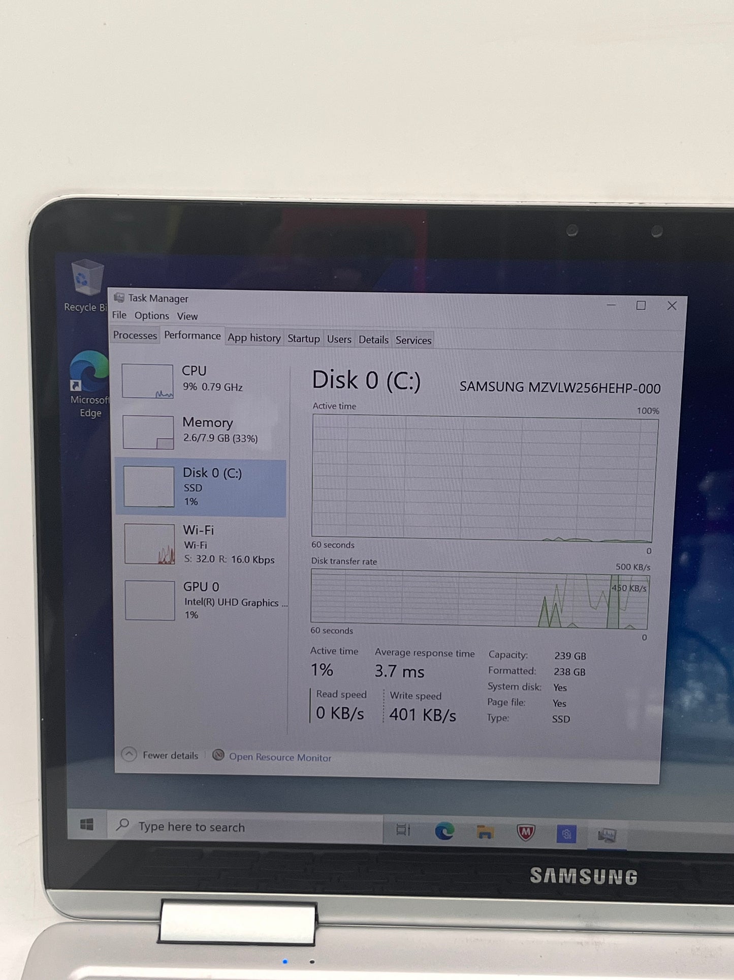 Samsung Notebook 7 Spin 7i-8550U 13.3" 256GB 8GB Laptop Black